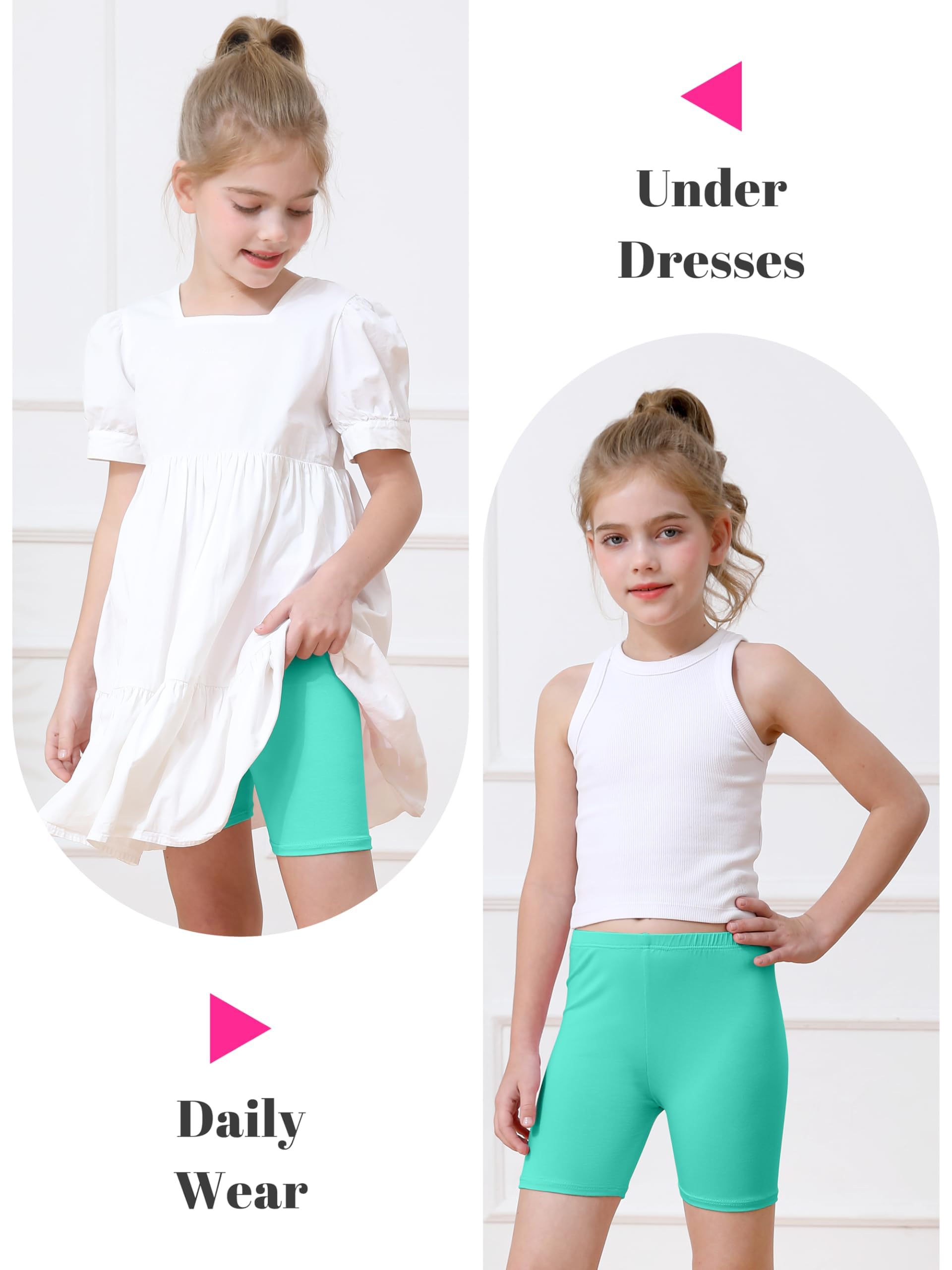 Resinta 6 Pack Girls Bike Shorts Under Dress Dance Cartwheel Shorts for Toddler Kids Summer Clothes Multicolor