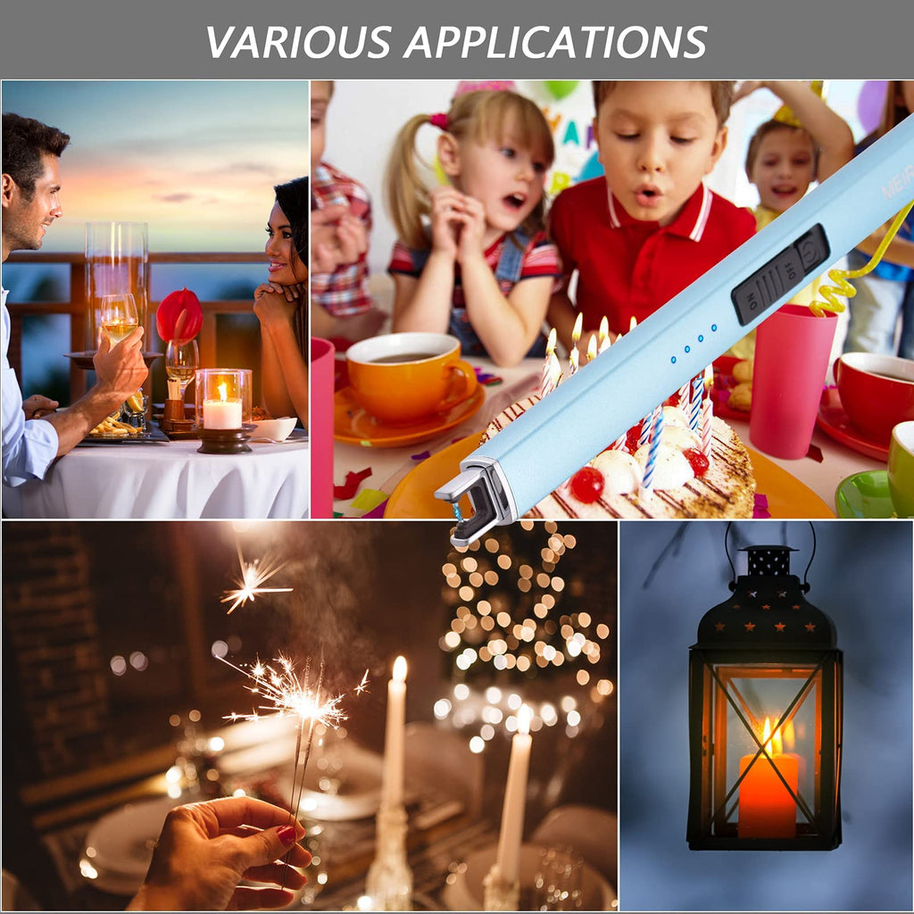 MEIRUBY Lighter Electric Candle Lighter, Birthday for Women Men Mom Wife Sister, Rechargeable USB Arc Lighters for Candle Camping BBQ