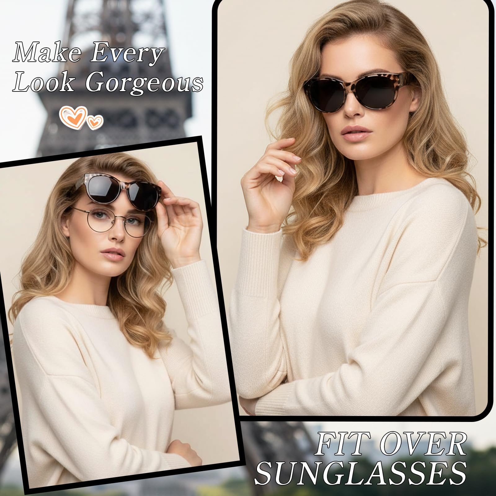 Myiaur Polarized Fit Over Glasses Sunglasses for Women, Trendy Wear Over Glasses UV400 Protection for Driving Outdoor