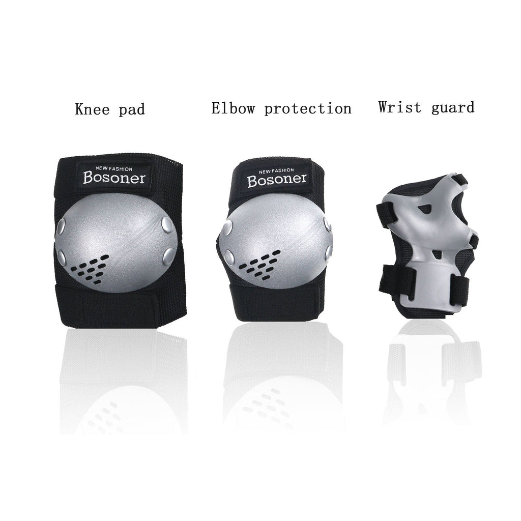 BOSONER Kids/Youth Knee Pads Elbow Pads Wrist Guards Set for 3-15 Years, Child Protective Gear Set for Roller Skates, Cycling, BMX Bike, Skateboard, Inline Skating, Scooter Riding Sports…