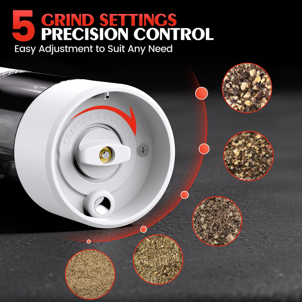 Electric Salt and Pepper Grinder Set Automatic Battery Pepper Mill Shakers Adjustable Coarseness Upgraded Larger Capacity with Led Home and Kitchen Appliances Birthday Gifts for Women Men