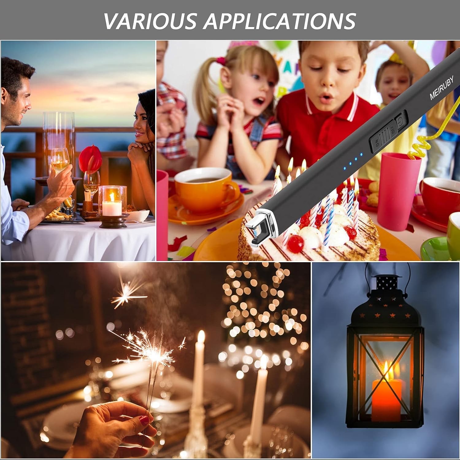 MEIRUBY Lighter Electric Candle Lighter, Birthday for Women Men Mom Wife Sister, Rechargeable USB Arc Lighters for Candle Camping BBQ