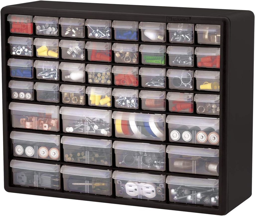 Akro-Mils 26-Drawer Plastic Drawer Storage Cabinet for Garage Organization, Bead Organizer, Building Bricks Storage, Teacher Toolbox, Makeup Organizer, 20" W x 6" D x 10" H, 10126 Yellow