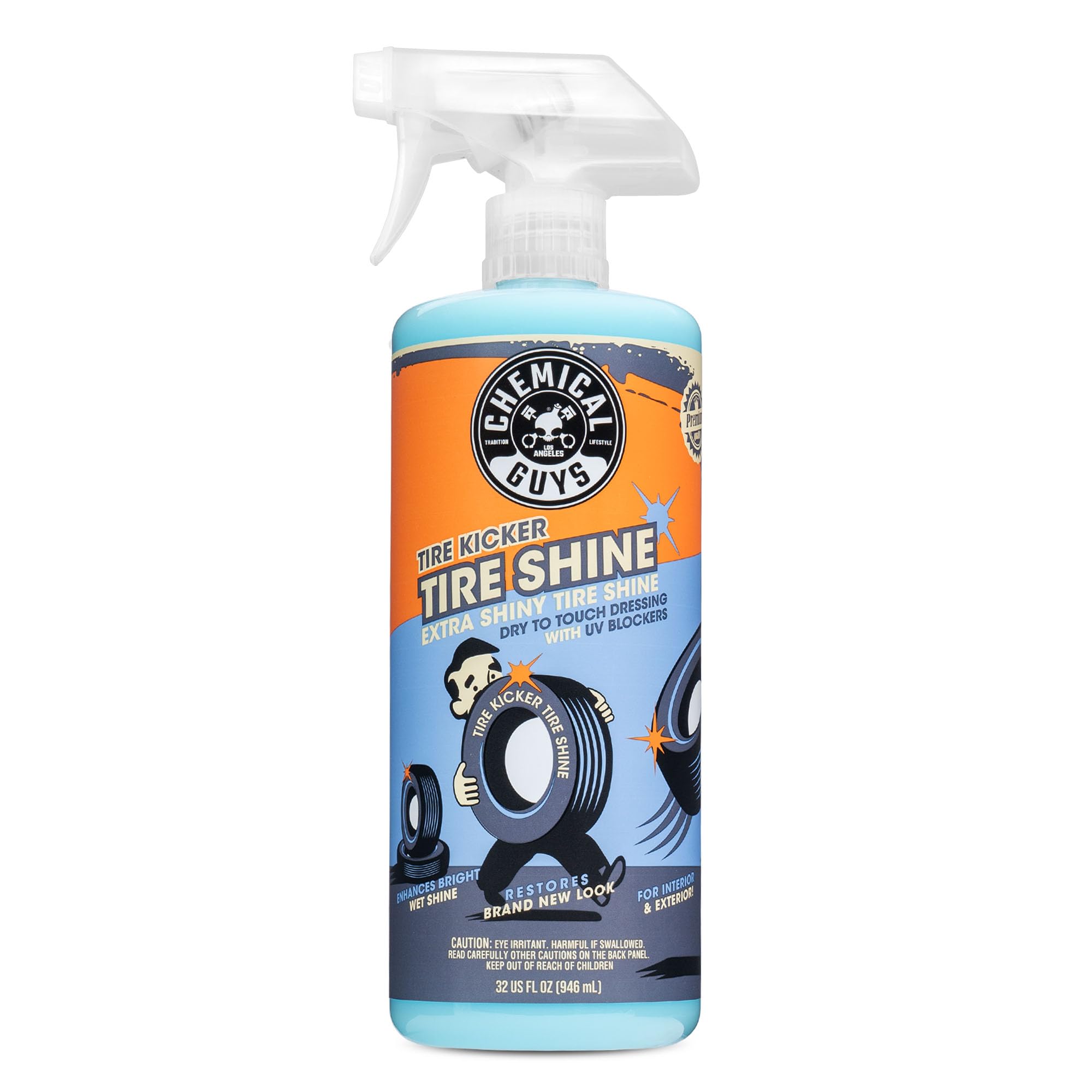 Chemical Guys Tire Kicker Sprayable Extra Glossy Tire Shine Spray, Dry-to-Touch Dressing - Restores Wet Look to Rubber, Vinyl, and Plastic, Safe for Cars, Trucks, Motorcycles, RVs, and More - 16 oz