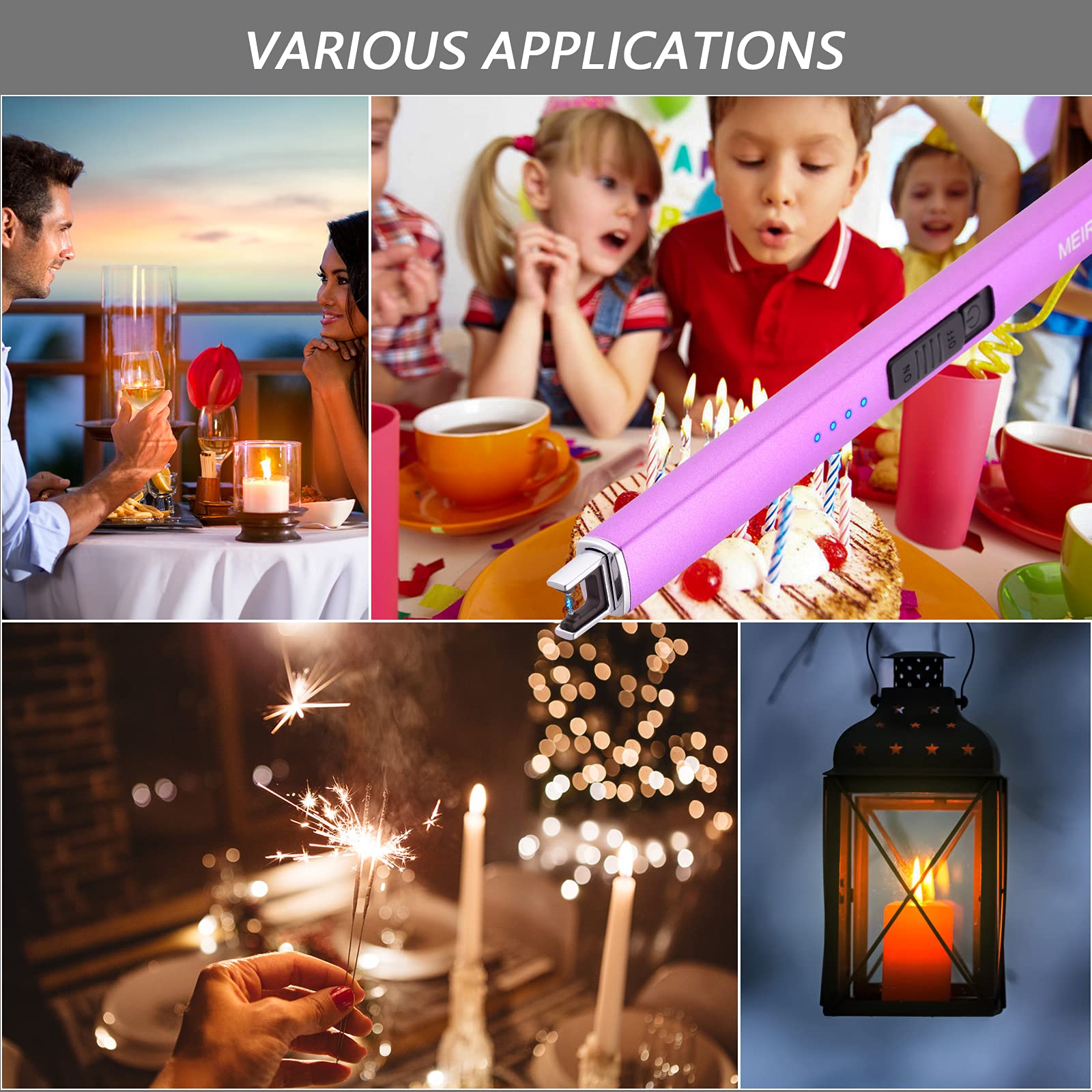 MEIRUBY Lighter Electric Candle Lighter, Birthday for Women Men Mom Wife Sister, Rechargeable USB Arc Lighters for Candle Camping BBQ