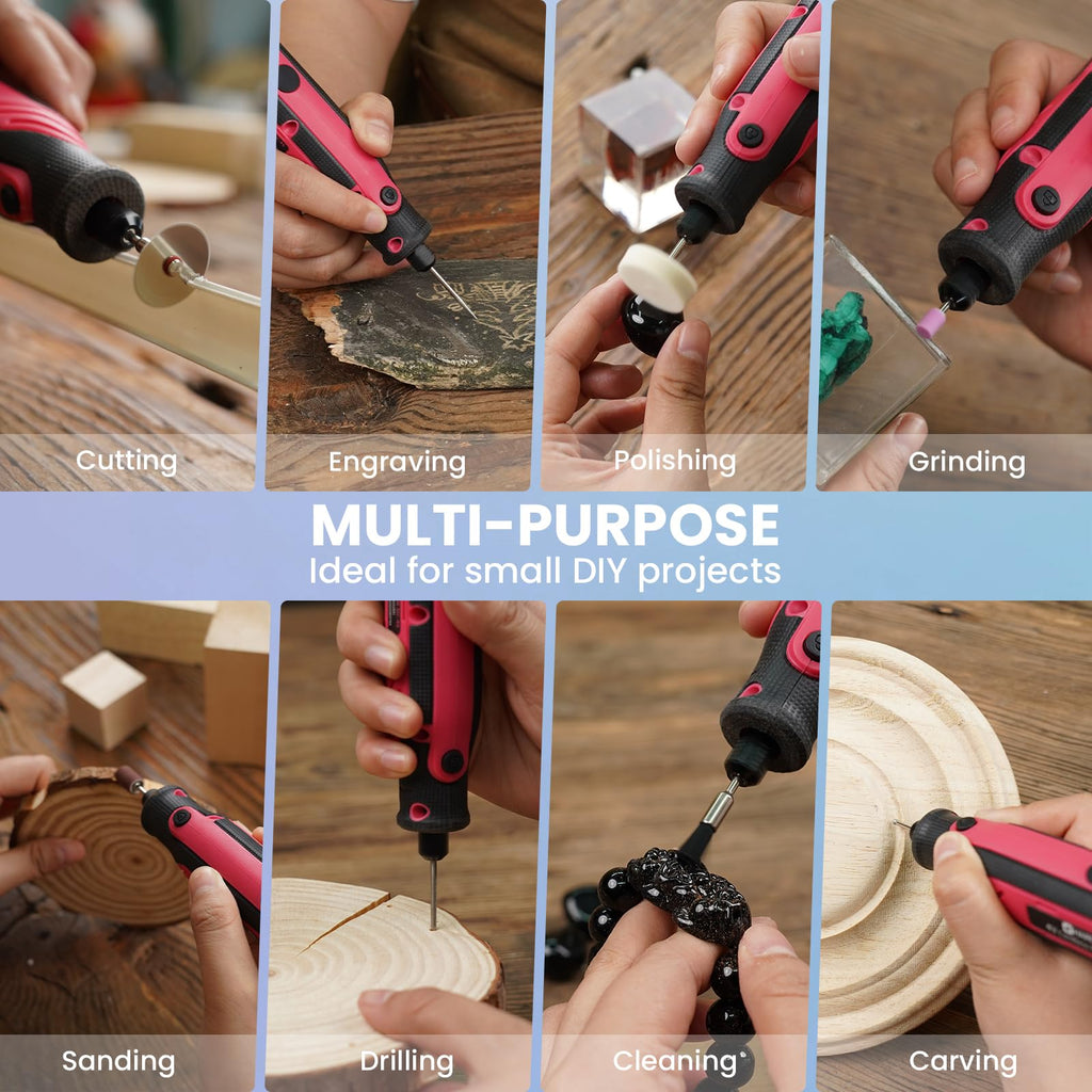 HARDELL Mini Cordless Rotary Tool, 5-Speed and USB Charging Rotary Tool Kit with 69 Accessories, Multi-Purpose 3.7V Power Rotary Tool for Sanding, Polishing, Drilling, Etching, Engraving, DIY Crafts