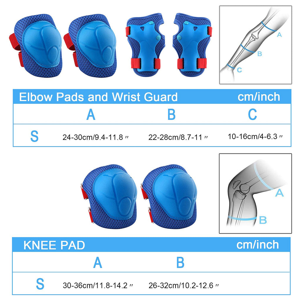 Wemfg Kids Protective Gear Set Knee Pads for Kids 3-14 Years Toddler Knee and Elbow Pads with Wrist Guards 3 in 1 for Skating Cycling Bike Rollerblading Scooter