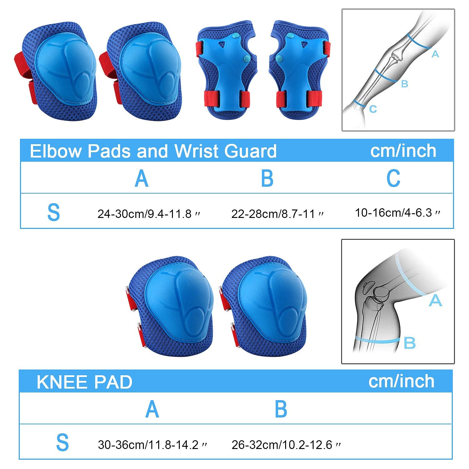 Wemfg Kids Protective Gear Set Knee Pads for Kids 3-14 Years Toddler Knee and Elbow Pads with Wrist Guards 3 in 1 for Skating Cycling Bike Rollerblading Scooter