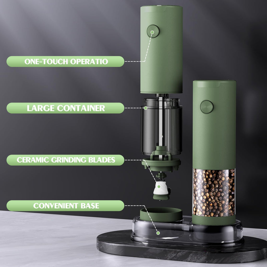 Electric Salt and Pepper Grinder Set Automatic Battery Pepper Mill Shakers Adjustable Coarseness Upgraded Larger Capacity with Led Home and Kitchen Appliances Birthday Gifts for Women Men