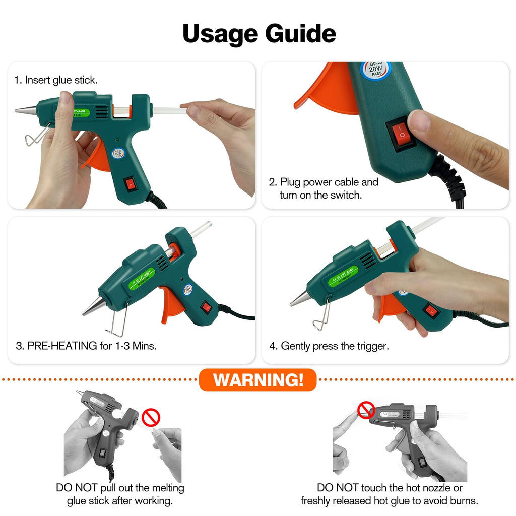 SHJADE Hot Glue Gun with 30 Glue Sticks, 20W Mini Hot Melt Gun Kit(White) | Fast Preheating, Ideal for School Crafts, DIY Arts, and Quick Home Repairs, Compact, Suitable for 0.27" Glue Sticks