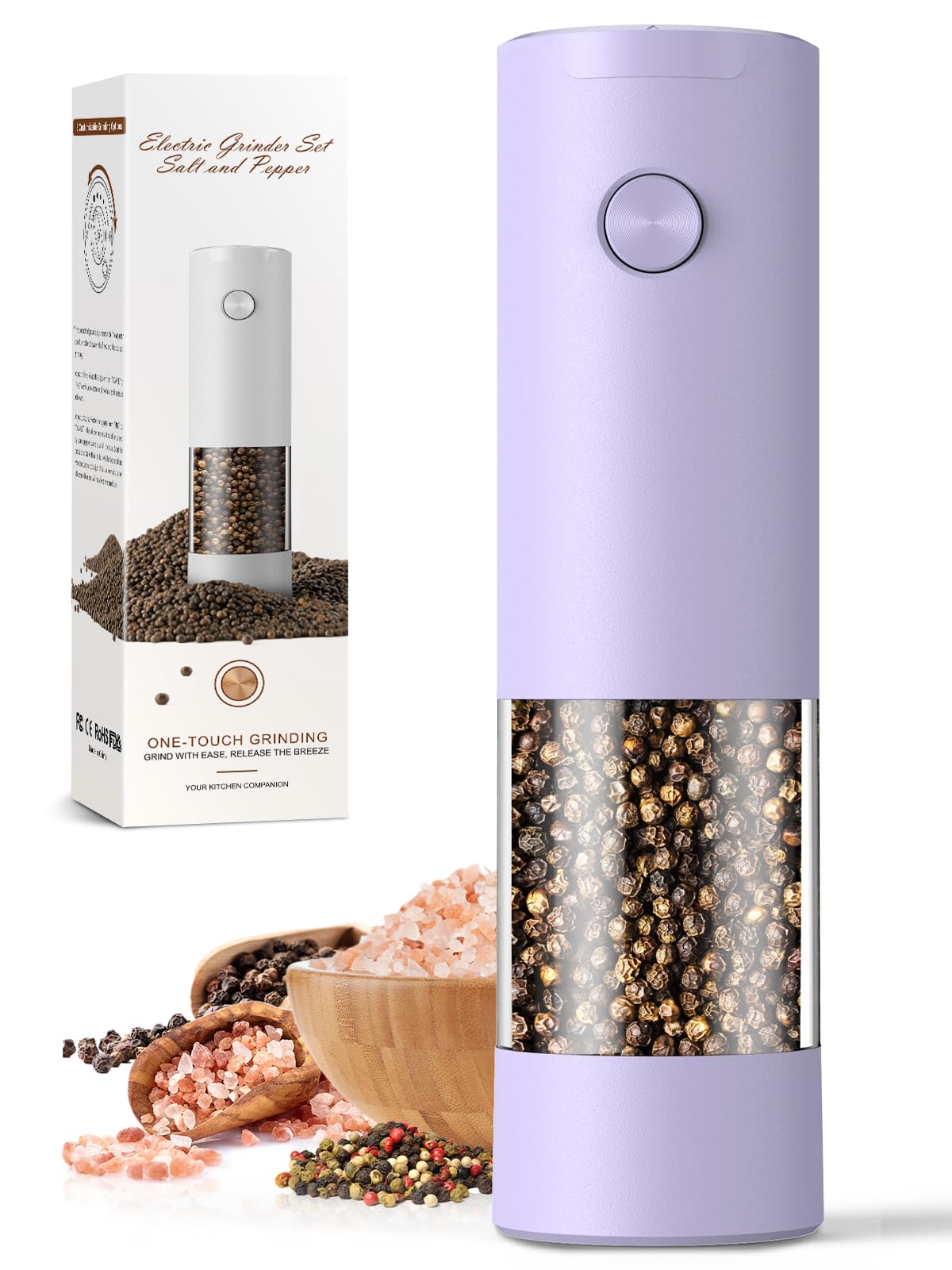 Electric Salt and Pepper Grinder Set Automatic Battery Pepper Mill Shakers Adjustable Coarseness Upgraded Larger Capacity with Led Home and Kitchen Appliances Birthday Gifts for Women Men