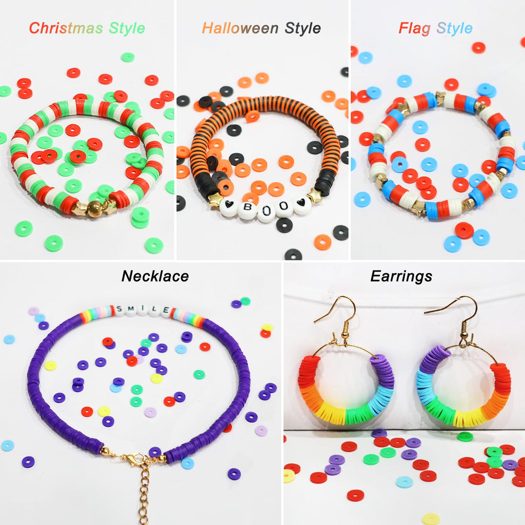 Redtwo 5100 Clay Beads Bracelet Making Kit, Flat Preppy Beads for Friendship Jewelry Making,Polymer Heishi Beads with Charms Gifts for Teen Girls Crafts for Girls Ages 8-12
