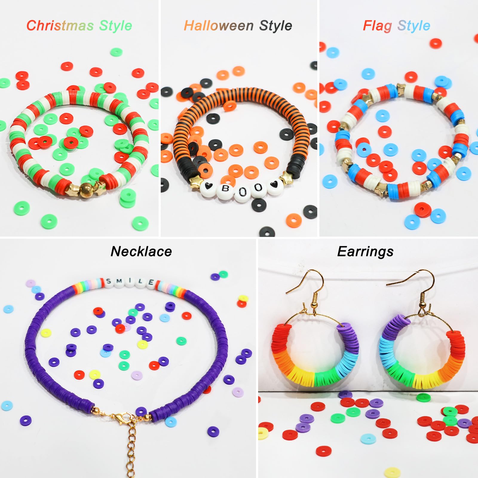 Redtwo 5100 Clay Beads Bracelet Making Kit, Flat Preppy Beads for Friendship Jewelry Making,Polymer Heishi Beads with Charms Gifts for Teen Girls Crafts for Girls Ages 8-12