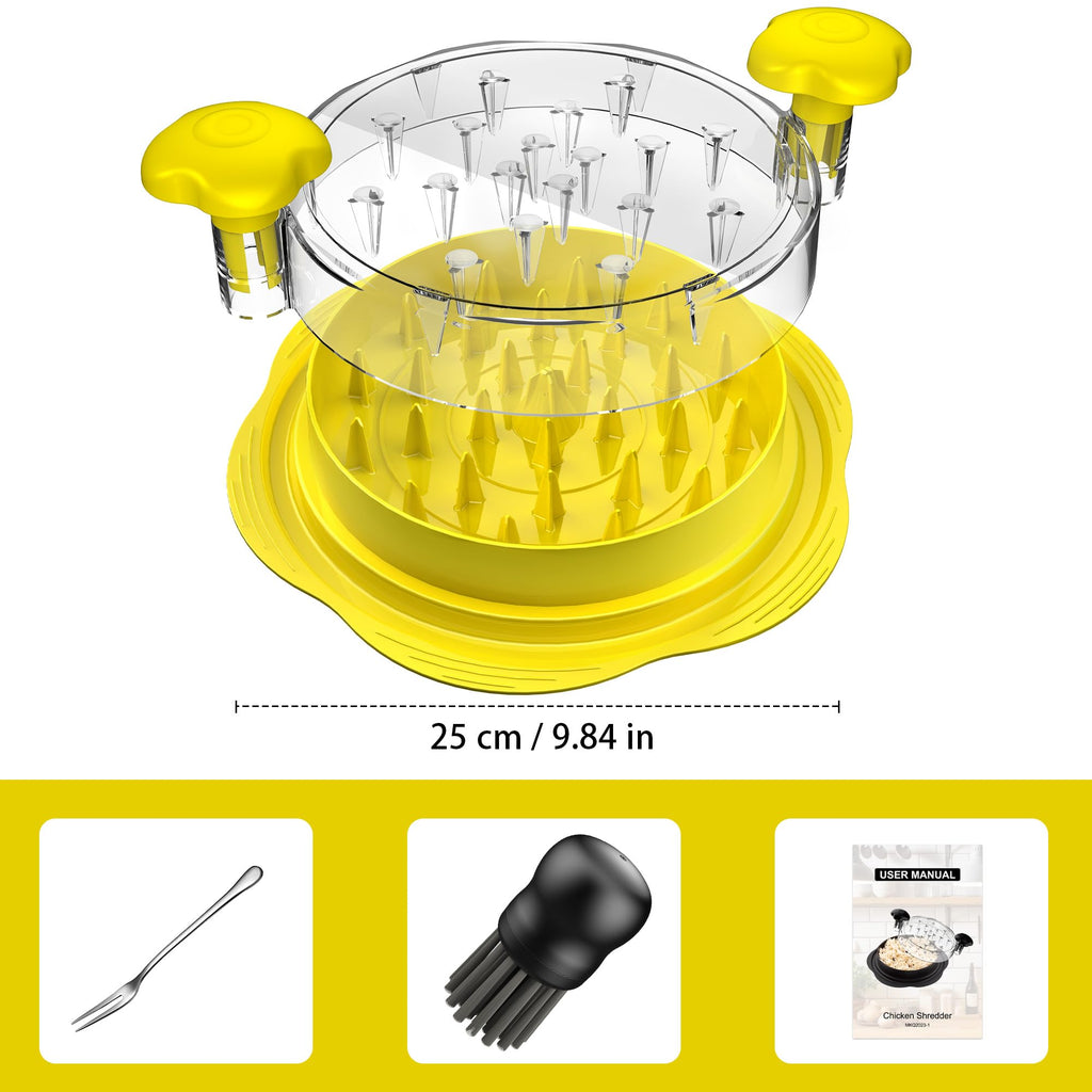 SURETIVIAN Chicken Shredder Tool Twist Large Chicken Breast Shredder with Brush&Fork, Visible Meat Shredder Machine, Strong Anti-Slip Strip, Ergonomic Handle, BPA Free, Suitable for Pork Beef Chicken