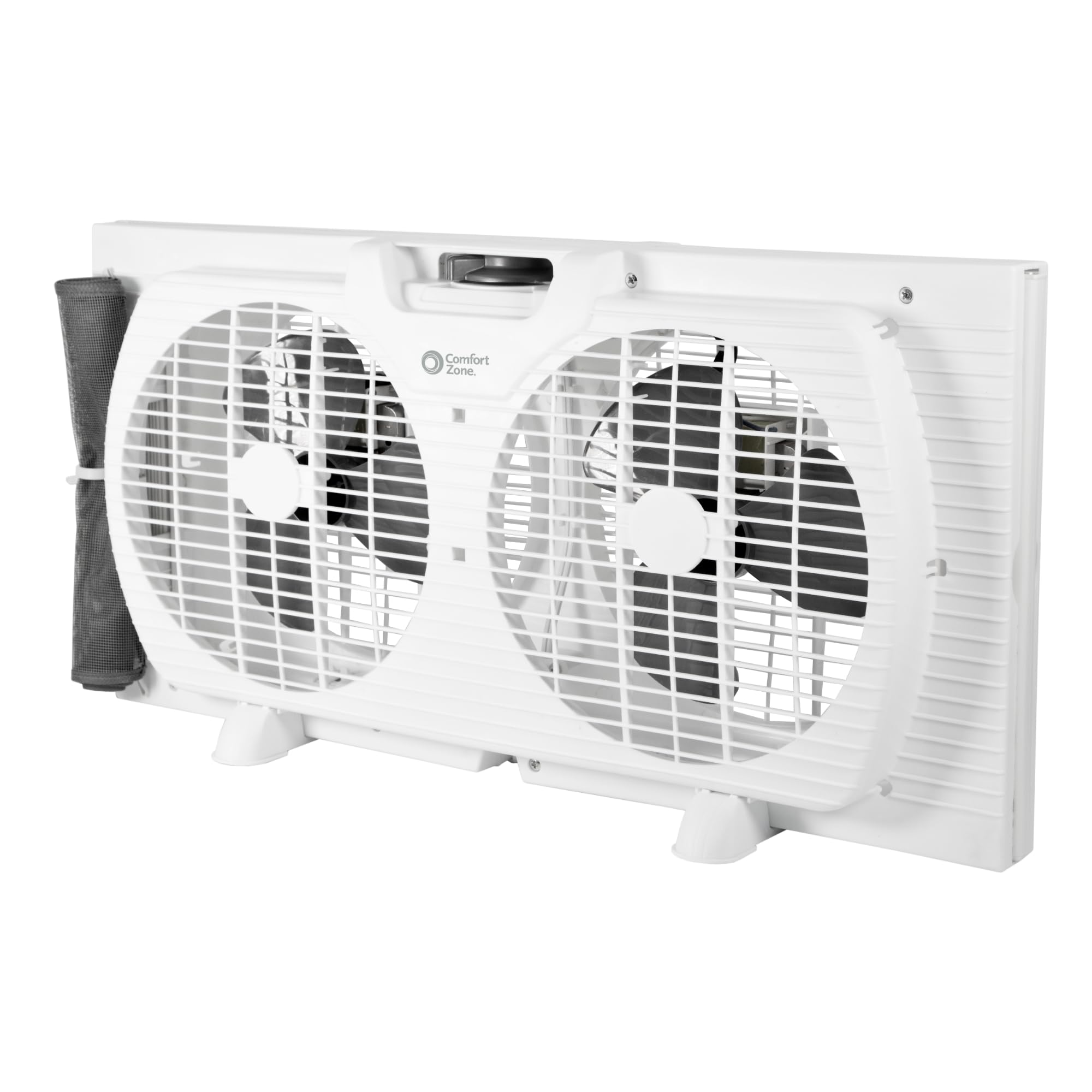 Comfort Zone Twin Window Fan with Reversible Airflow Control, 9 inch, Auto-Locking Expanders, 2 Speed Fan, Dual Fan, Exhaust, Airflow 9.84 ft/sec, Ideal for Home, Kitchen, Bedroom & Office, CZ319WT