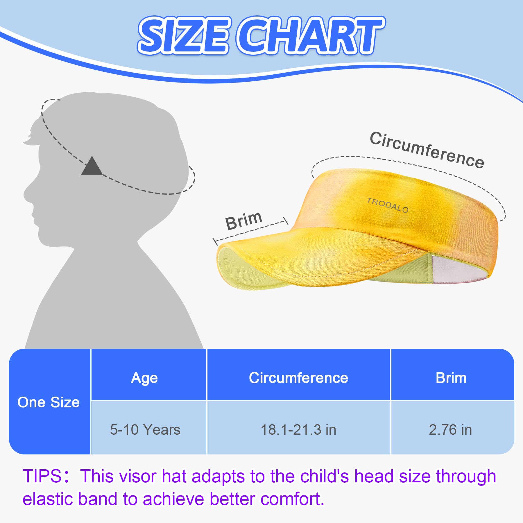 Kids Sun Visor Hats for Girls Boys, Lightweight Cooling Stretchy Visor, Packable Sports Hat for Running, Tennis, Golf