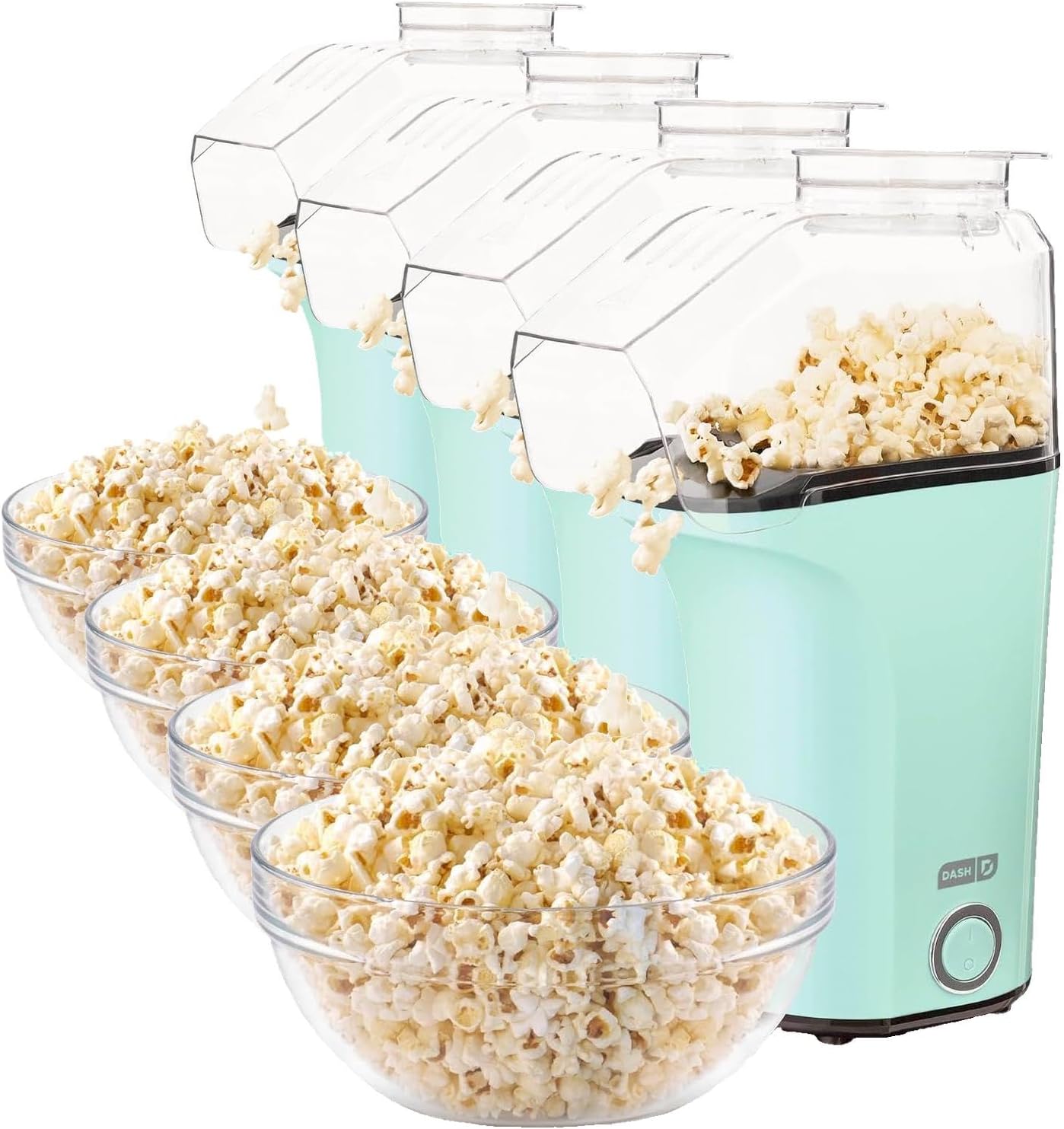 DASH Fresh Pop Popcorn Maker - Oil-Free, Air Popcorn Popper - With Measuring Cup & Recipe Guide - Perfect for Movie Nights - 16 Cups, Aqua