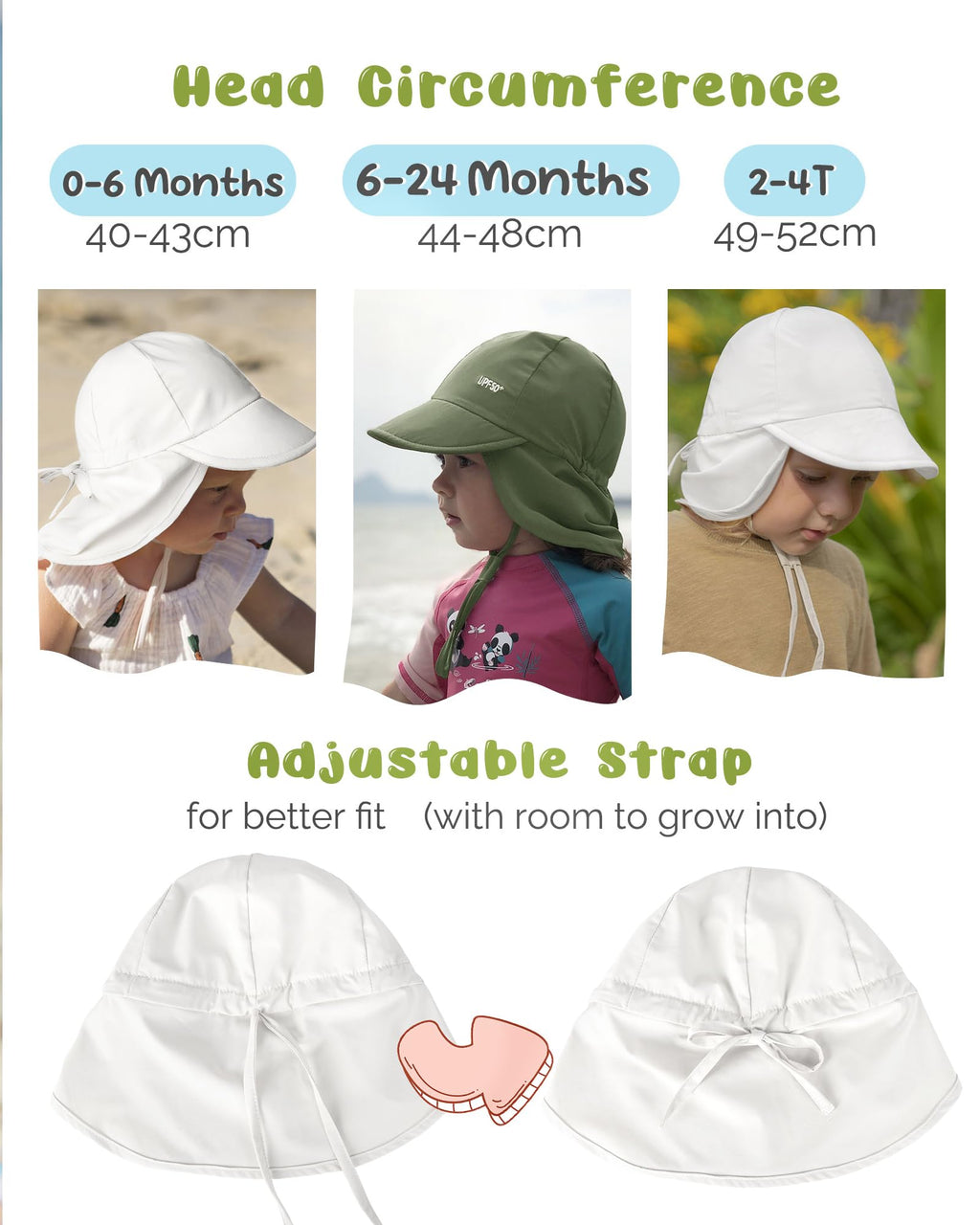 FURTALK Baby Sun Hat with Neck Flap UPF 50+ Adjustable Baby Boys Girls Summer Beach Hat for Traveling Swim Hat