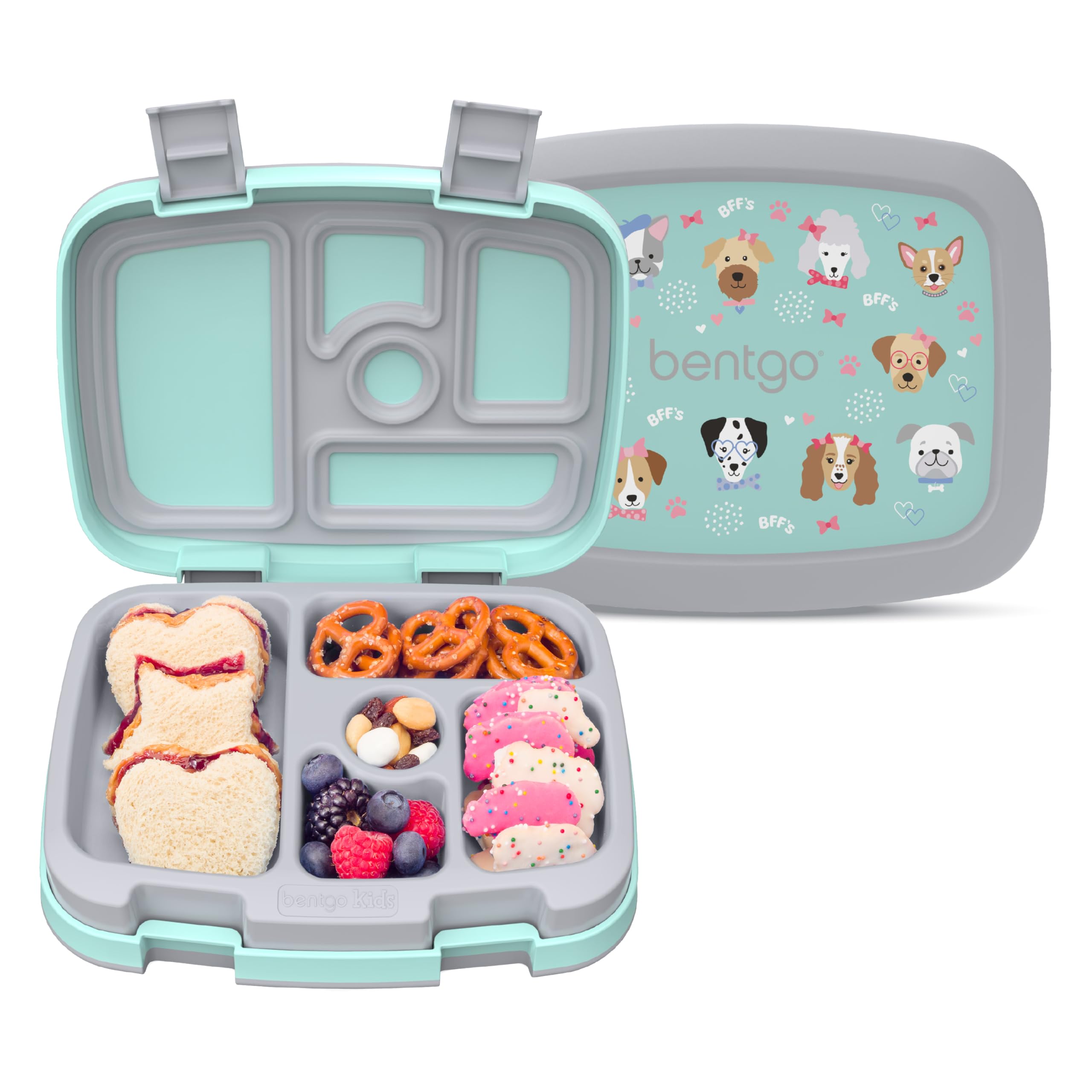 Bentgo Kids Prints Leak-Proof, 5-Compartment Bento-Style Kids Lunch Box - Ideal Portion Sizes for Ages 3-7, Durable, Drop-Proof, Dishwasher Safe, & PFAS & BPA-Free Materials (Unicorn)