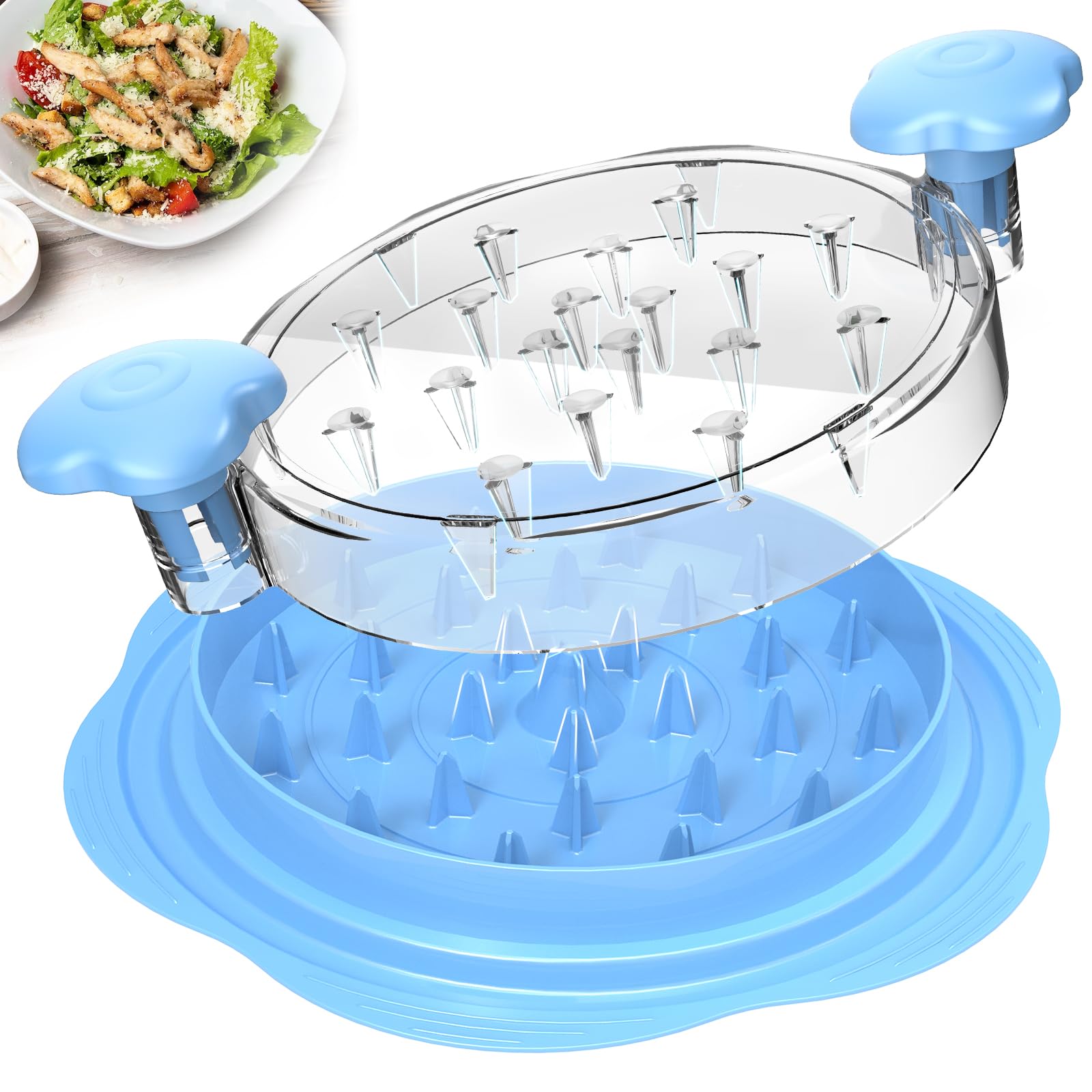 SURETIVIAN Chicken Shredder Tool Twist Large Chicken Breast Shredder with Brush&Fork, Visible Meat Shredder Machine, Strong Anti-Slip Strip, Ergonomic Handle, BPA Free, Suitable for Pork Beef Chicken