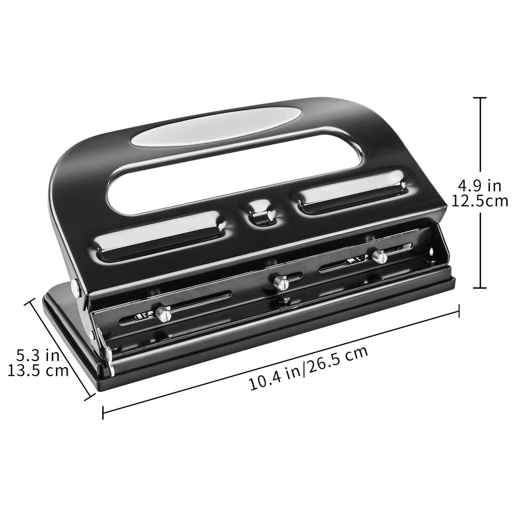 Amazon Basics 3 Hole Punch, 10 Sheet Capacity, Black, Easy-Clean Tray