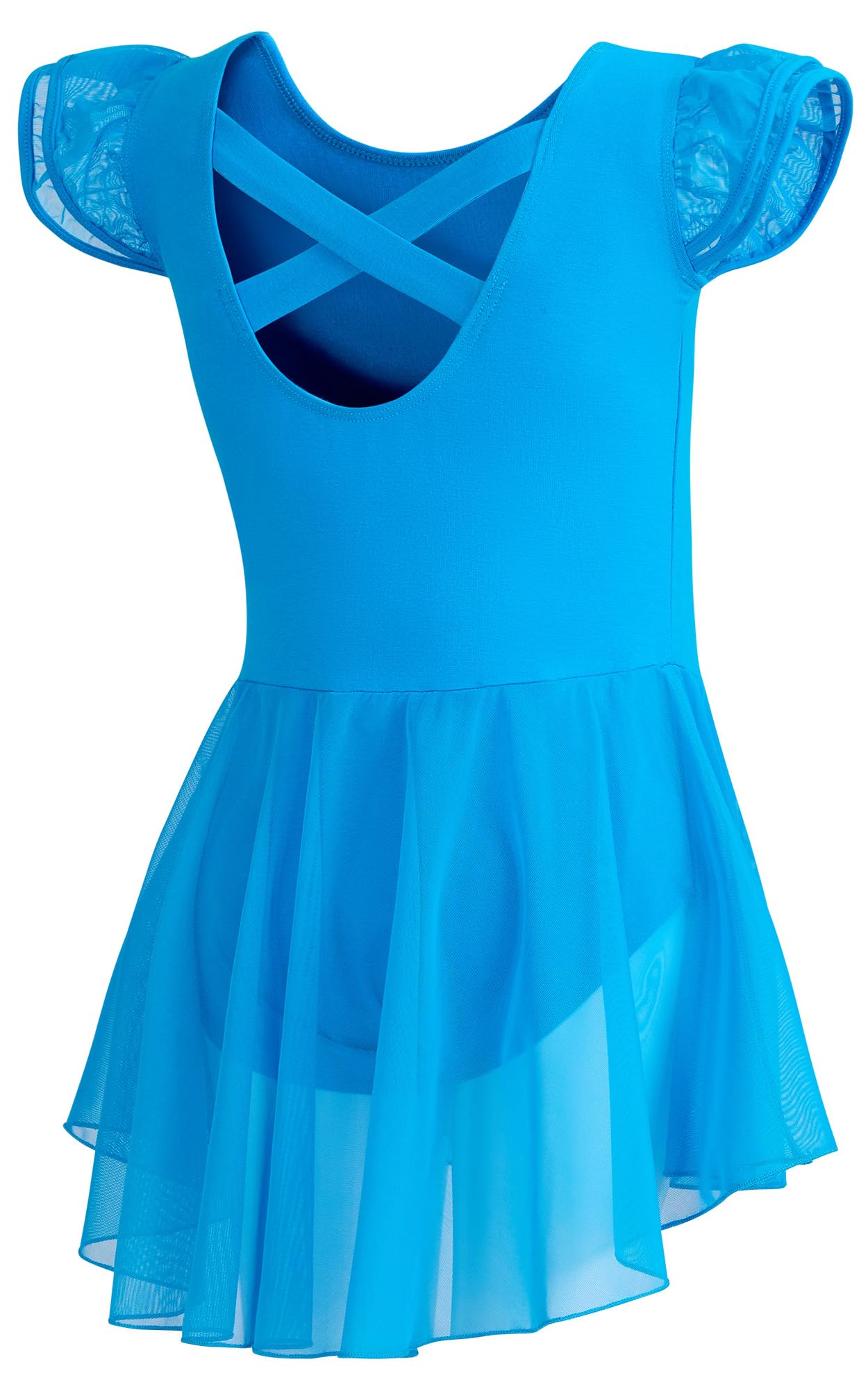 DIPUG Ballet Leotards for Girls Ballet Leotard with Skirt Toddler Dance Leotards Flutter Sleeve and Criss-Cross Back