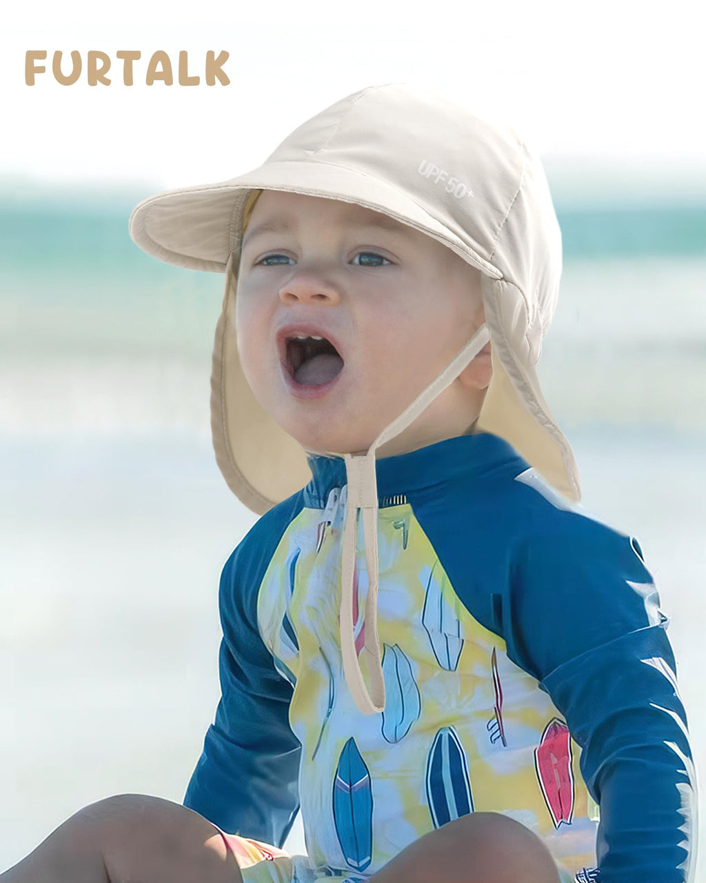 FURTALK Baby Sun Hat with Neck Flap UPF 50+ Adjustable Baby Boys Girls Summer Beach Hat for Traveling Swim Hat