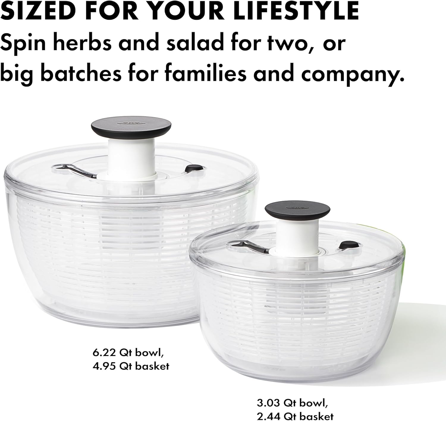 OXO Good Grips Salad Spinner | Lettuce Spinner | Fruit Washer | Fruit Washing Bowl with Strainer | Vegetable Cleaner | Salad Cleaner | Lettuce Washer | 6.22 Quart Capacity
