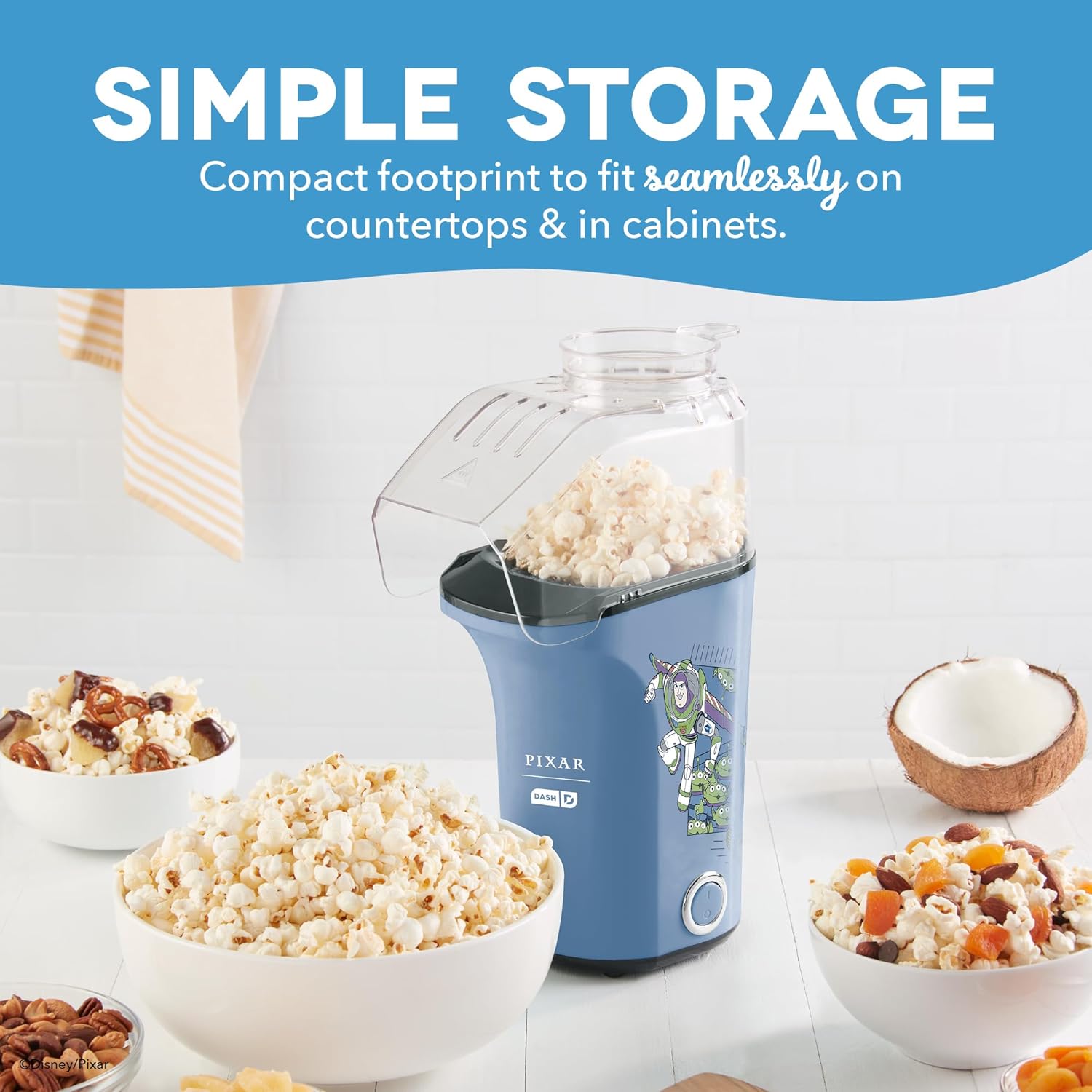 DASH Fresh Pop Popcorn Maker - Oil-Free, Air Popcorn Popper - With Measuring Cup & Recipe Guide - Perfect for Movie Nights - 16 Cups, Aqua