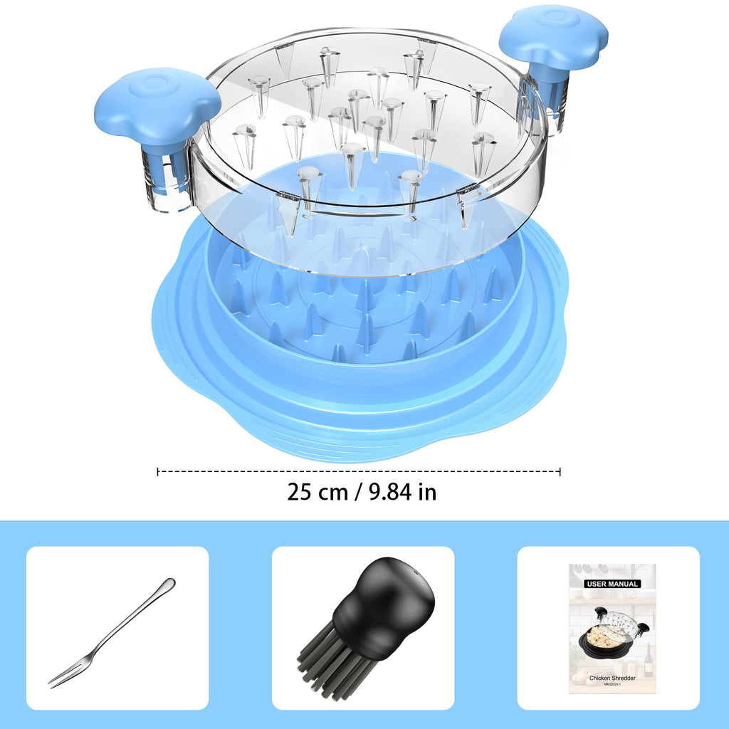 SURETIVIAN Chicken Shredder Tool Twist Large Chicken Breast Shredder with Brush&Fork, Visible Meat Shredder Machine, Strong Anti-Slip Strip, Ergonomic Handle, BPA Free, Suitable for Pork Beef Chicken