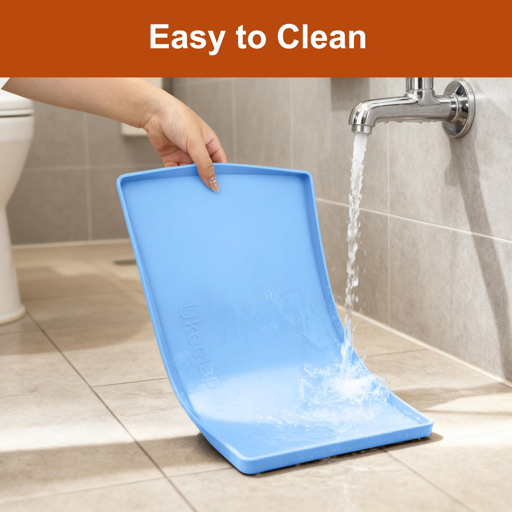 ukeetap Extra Thick Silicone Mat Waterproof with Raised Edge 34" x 22", Under Sink Mat for Kitchen & Bathroom, Kitchen Cabinet Liner, Multi-Purpose for Storage & Protection, Gray