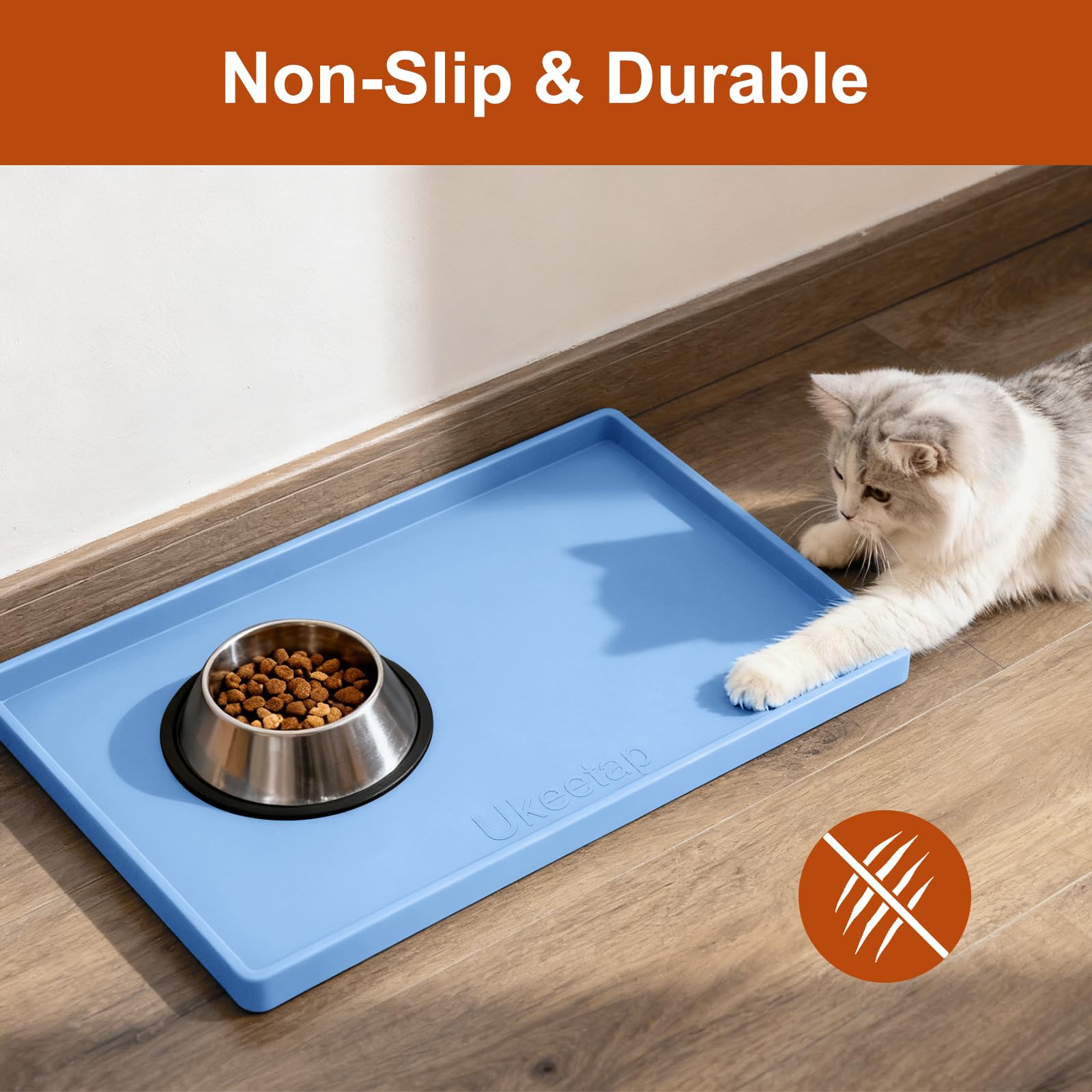 ukeetap Extra Thick Silicone Mat Waterproof with Raised Edge 34" x 22", Under Sink Mat for Kitchen & Bathroom, Kitchen Cabinet Liner, Multi-Purpose for Storage & Protection, Gray