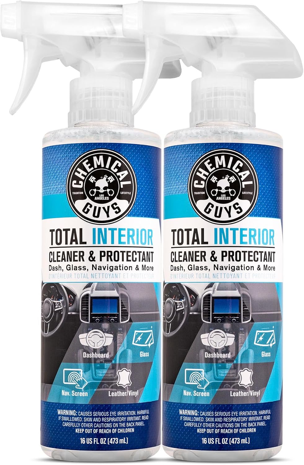 Chemical Guys Total Interior Cleaner & Protectant Interior Cleaner, Cleans & Protects Leather, Vinyl, Plastic, Rubber, Glass with a Streak-Free Finish — Cars, Trucks, SUVs, RVs, 16 oz