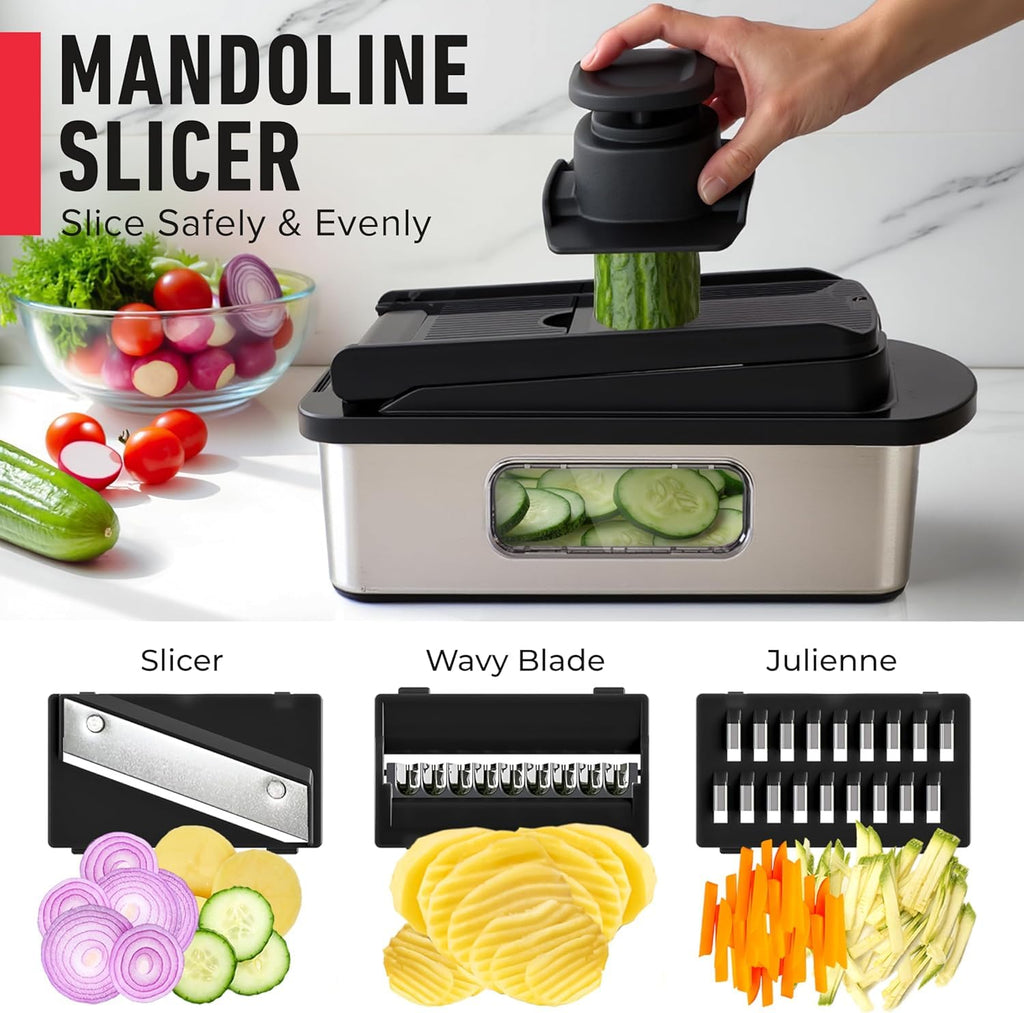 Mueller The Real Original Pro Chopper since 2013 Vegetable Chopper Mandoline Slicer, 8 Blade Food Veggie Chopper Onion Vegetable Cutter with Container, Kitchen Gadgets & Essentials, (10 in 1)