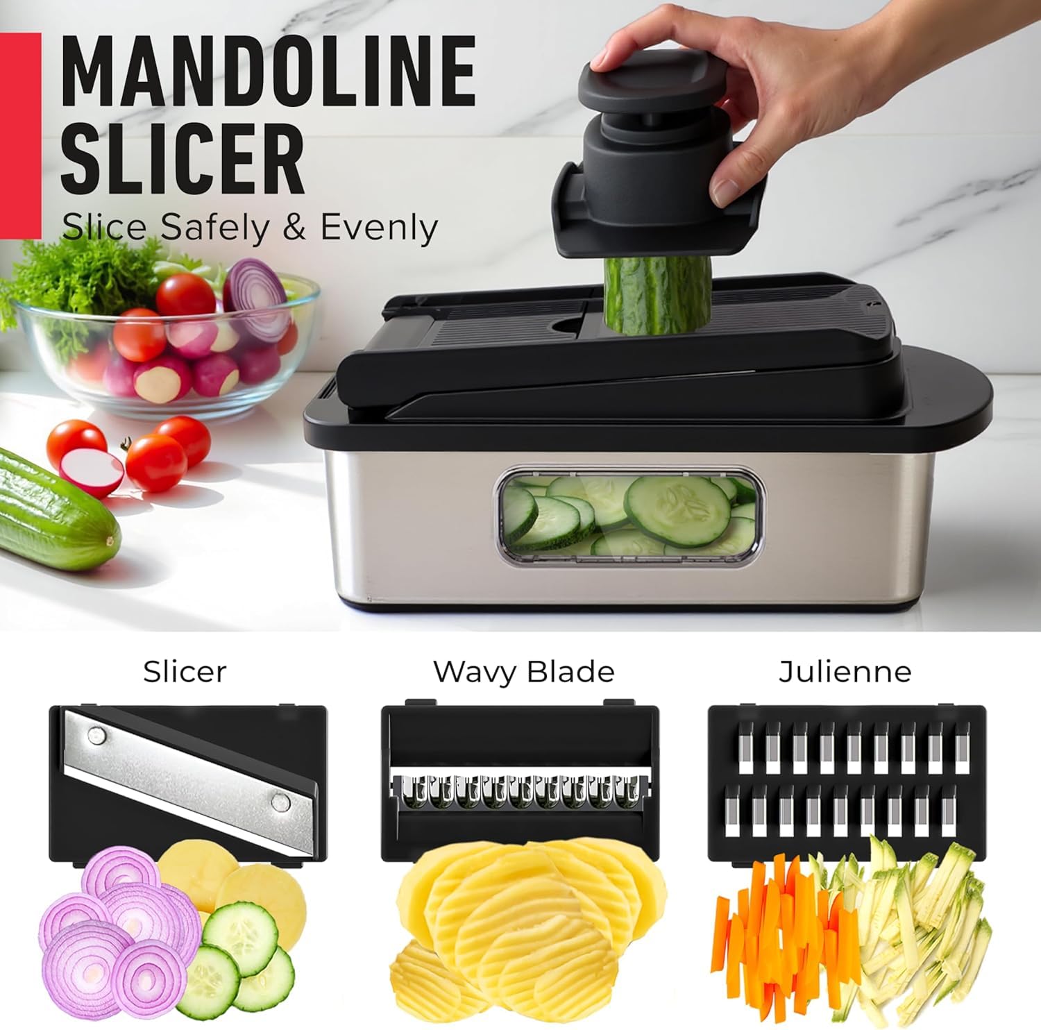 Mueller The Real Original Pro Chopper since 2013 Vegetable Chopper Mandoline Slicer, 8 Blade Food Veggie Chopper Onion Vegetable Cutter with Container, Kitchen Gadgets & Essentials, (10 in 1)