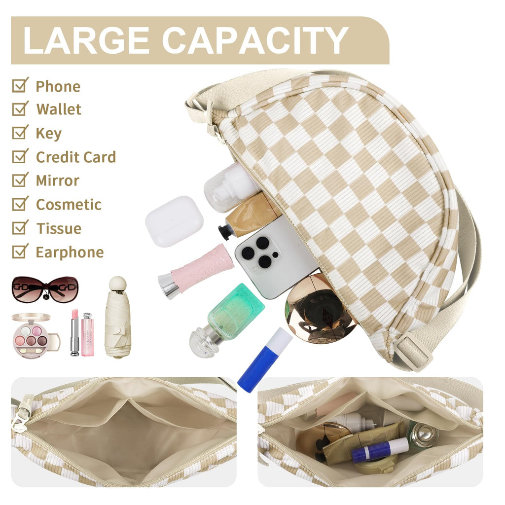 Nylon Crescent Crossbody Bag for Women Purses Trendy Men,Small Travel Sling Bag Hobo