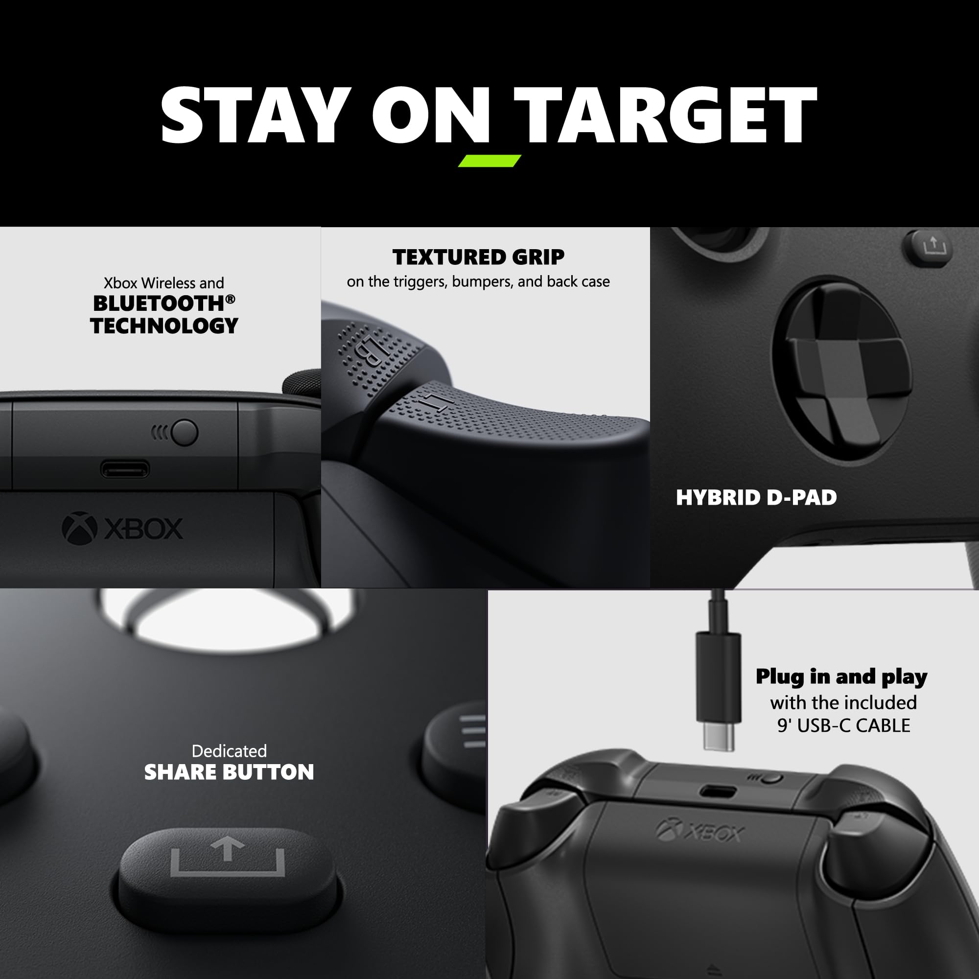 Xbox Wireless Gaming Controller | Shock Blue | Console, PC, & Android | Textured Grip | Wireless, Bluetooth, USB-C Connectivity
