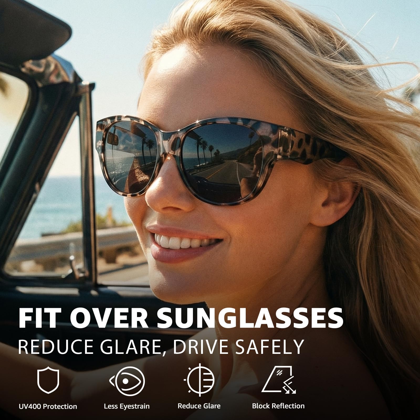 Myiaur Polarized Fit Over Glasses Sunglasses for Women, Trendy Wear Over Glasses UV400 Protection for Driving Outdoor