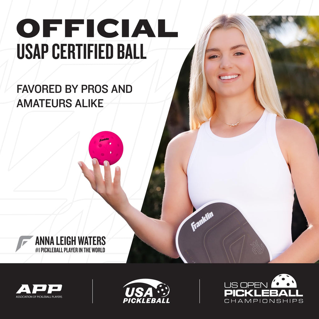 Franklin Sports X-40 Outdoor Pickleballs - Official Ball of USA Pickleball, APP Tour + US Open - Regulation Size