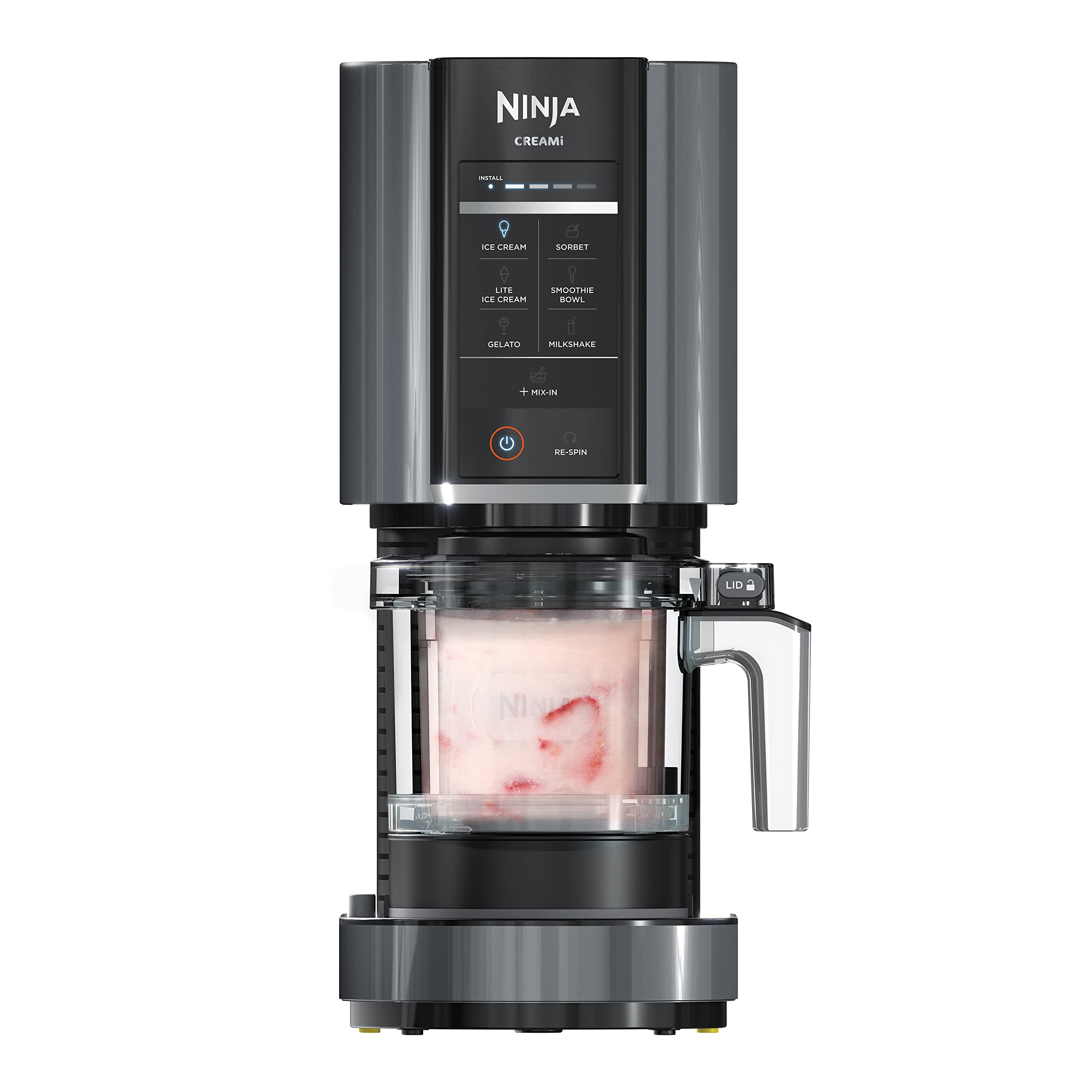 Ninja NC301 CREAMi Ice Cream Maker, for Gelato, Mix-ins, Milkshakes, Sorbet, Smoothie Bowls & More, 7 One-Touch Programs, with (2) Pint Containers & Lids, Compact Size, Perfect for Kids, Silver