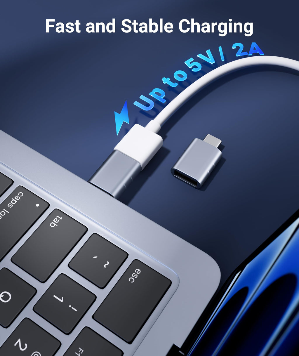Syntech USB C to USB Adapter Pack of 2, USB 3.0 Female to Thunderbolt 4/3 Adapter Compatible with MacBook Pro Air 2024, Surface, iPad, iPhone, Galaxy Notebook, XPS and More Type C Devices, Space Grey