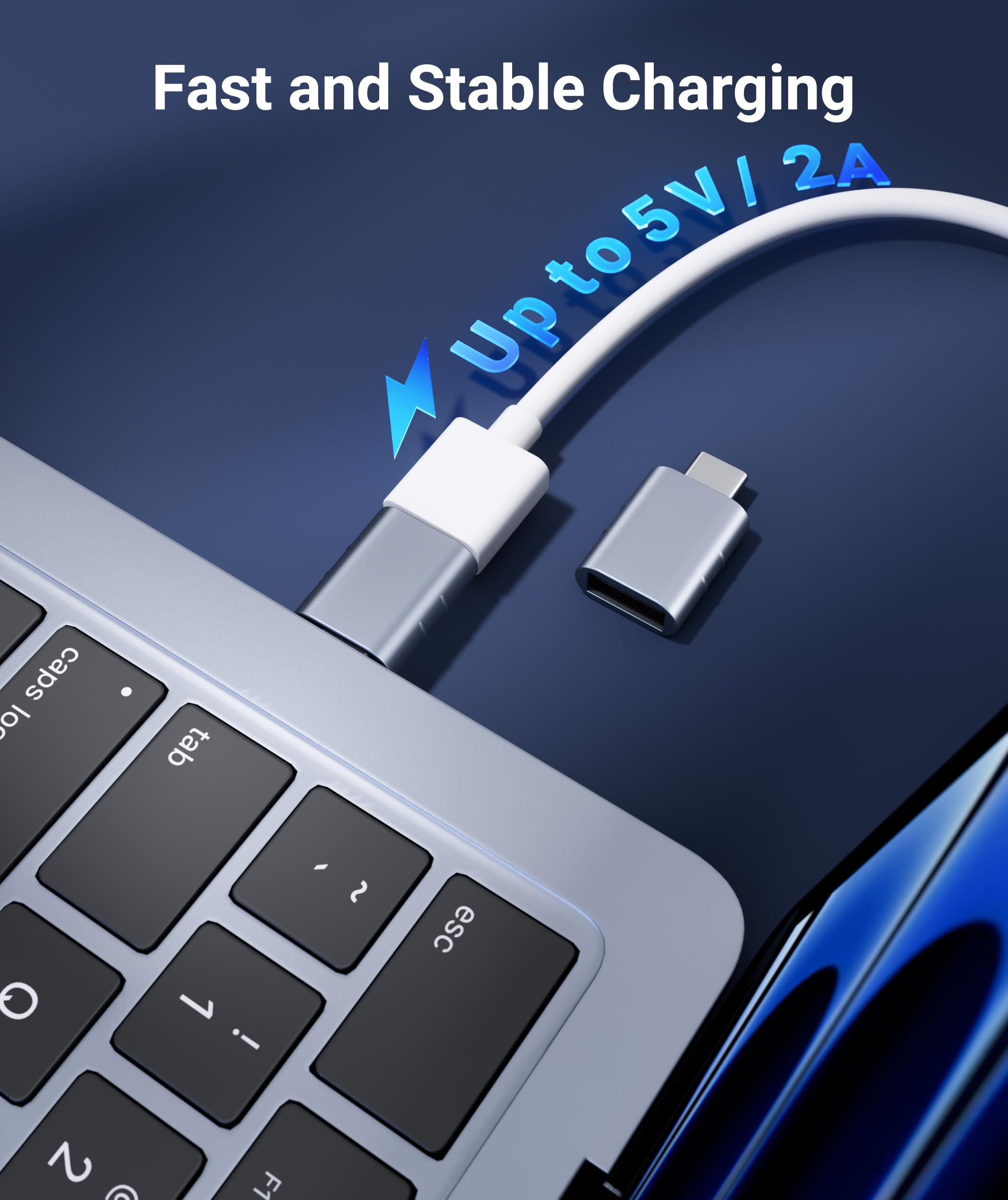Syntech USB C to USB Adapter Pack of 2, USB 3.0 Female to Thunderbolt 4/3 Adapter Compatible with MacBook Pro Air 2024, Surface, iPad, iPhone, Galaxy Notebook, XPS and More Type C Devices, Space Grey