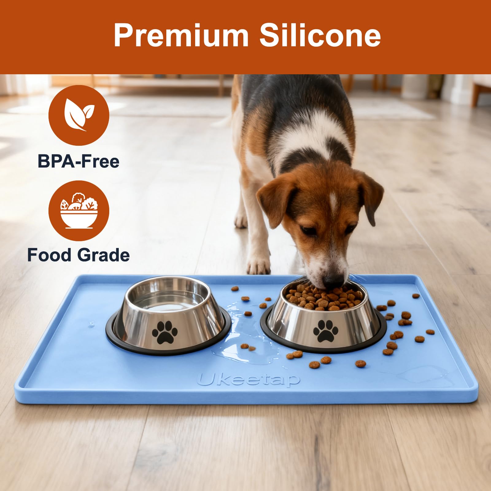 ukeetap Extra Thick Silicone Mat Waterproof with Raised Edge 34" x 22", Under Sink Mat for Kitchen & Bathroom, Kitchen Cabinet Liner, Multi-Purpose for Storage & Protection, Gray