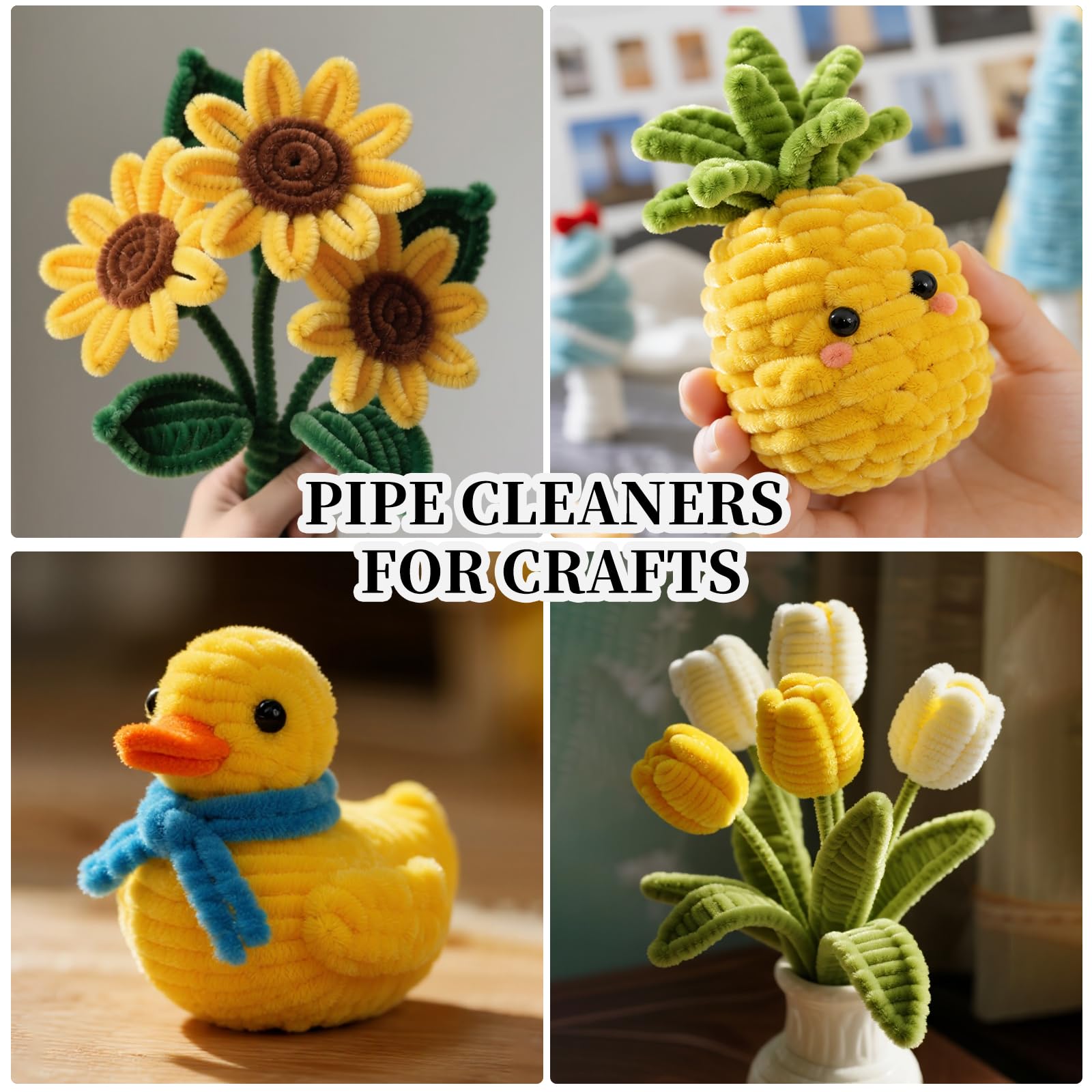 Pipe Cleaners Craft Bulk,Kids Toys & Games Gifts,200pcs Arts Crafts,Chenille Stems Art Supplies for Projects Creative DIY Room Decor,Christmas Decorations,Juegos para Niños Fidget Toys for Ages 5-7