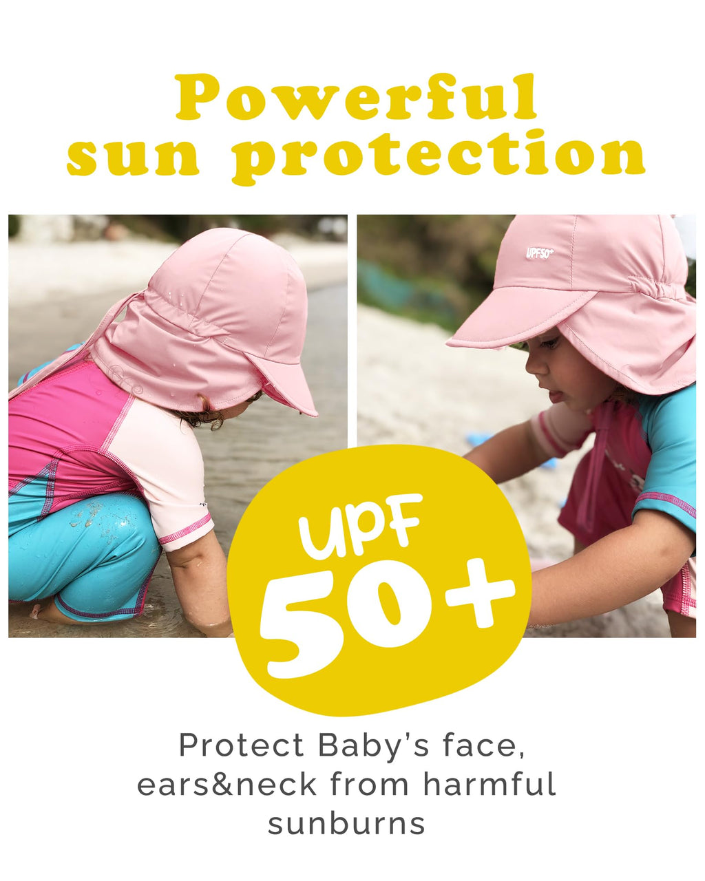 FURTALK Baby Sun Hat with Neck Flap UPF 50+ Adjustable Baby Boys Girls Summer Beach Hat for Traveling Swim Hat