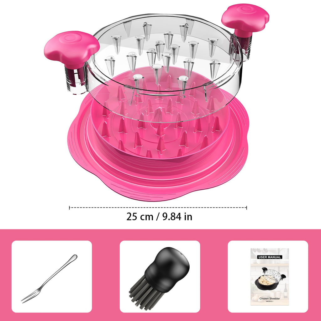SURETIVIAN Chicken Shredder Tool Twist Large Chicken Breast Shredder with Brush&Fork, Visible Meat Shredder Machine, Strong Anti-Slip Strip, Ergonomic Handle, BPA Free, Suitable for Pork Beef Chicken