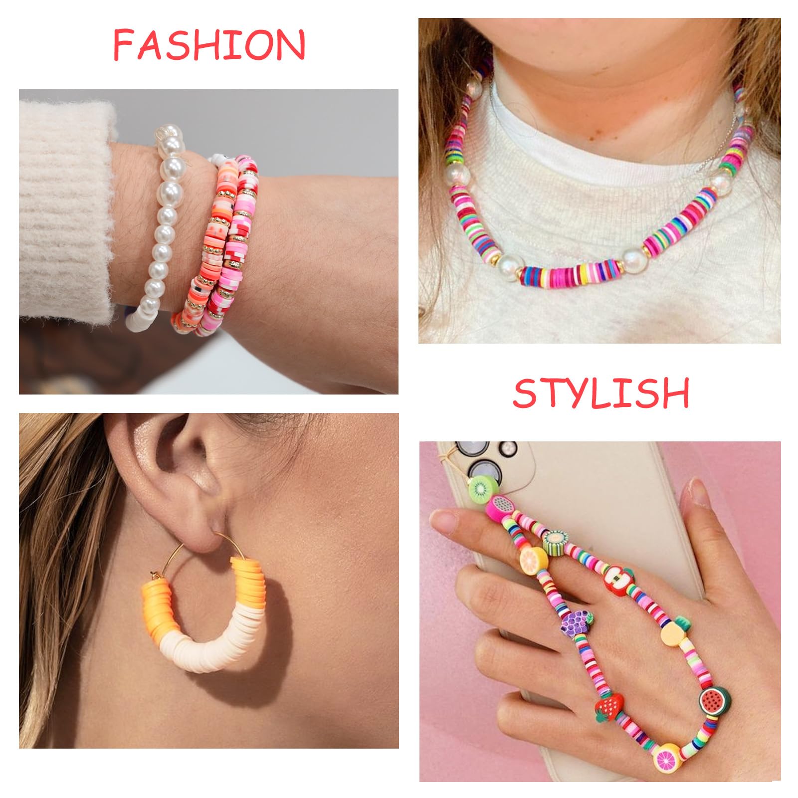 Redtwo 5100 Clay Beads Bracelet Making Kit, Flat Preppy Beads for Friendship Jewelry Making,Polymer Heishi Beads with Charms Gifts for Teen Girls Crafts for Girls Ages 8-12