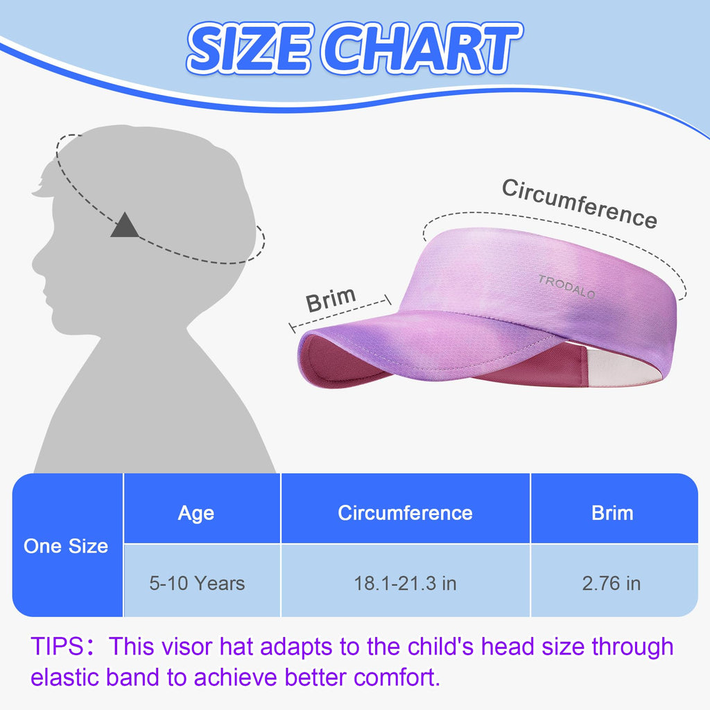 Kids Sun Visor Hats for Girls Boys, Lightweight Cooling Stretchy Visor, Packable Sports Hat for Running, Tennis, Golf