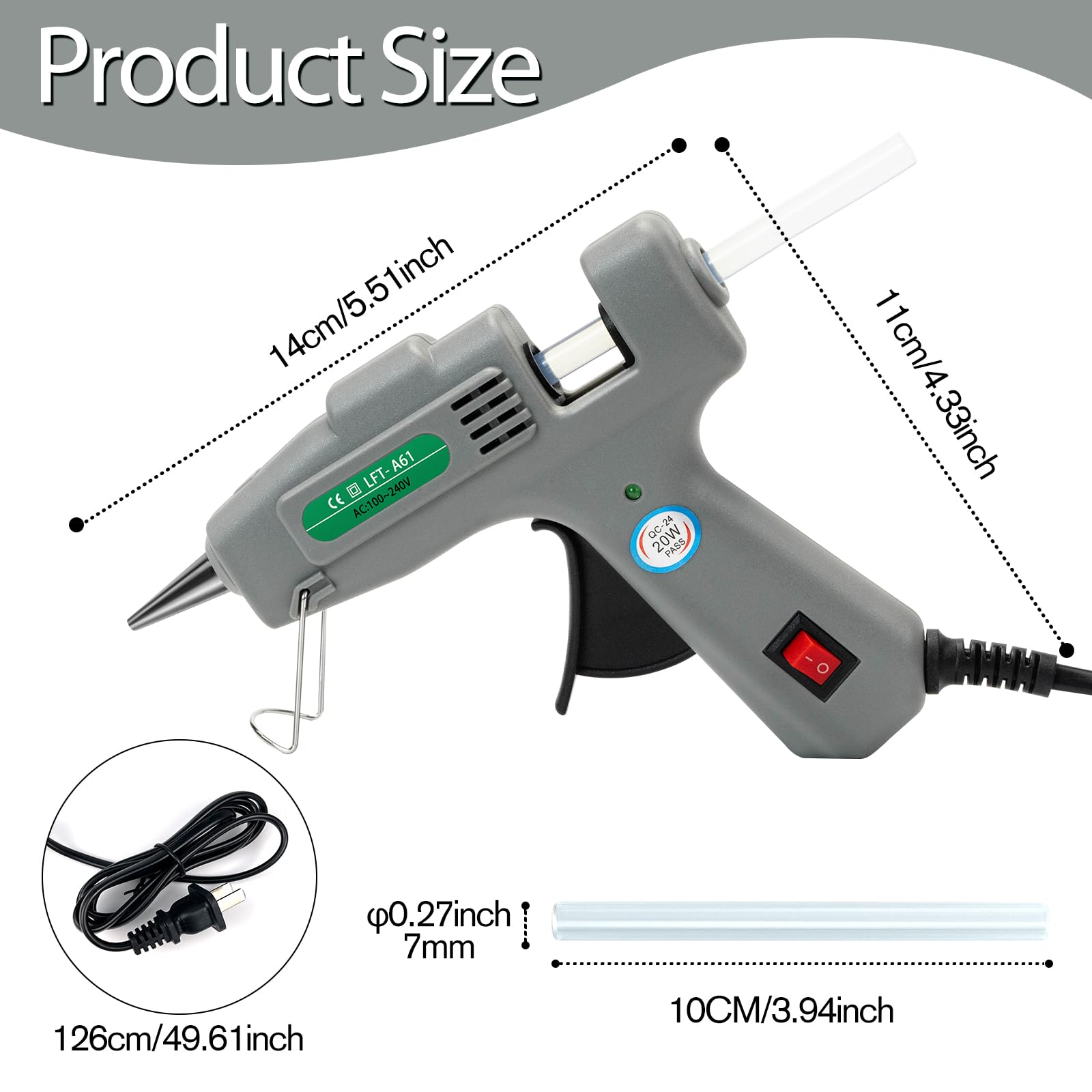 SHJADE Hot Glue Gun with 30 Glue Sticks, 20W Mini Hot Melt Gun Kit(White) | Fast Preheating, Ideal for School Crafts, DIY Arts, and Quick Home Repairs, Compact, Suitable for 0.27" Glue Sticks