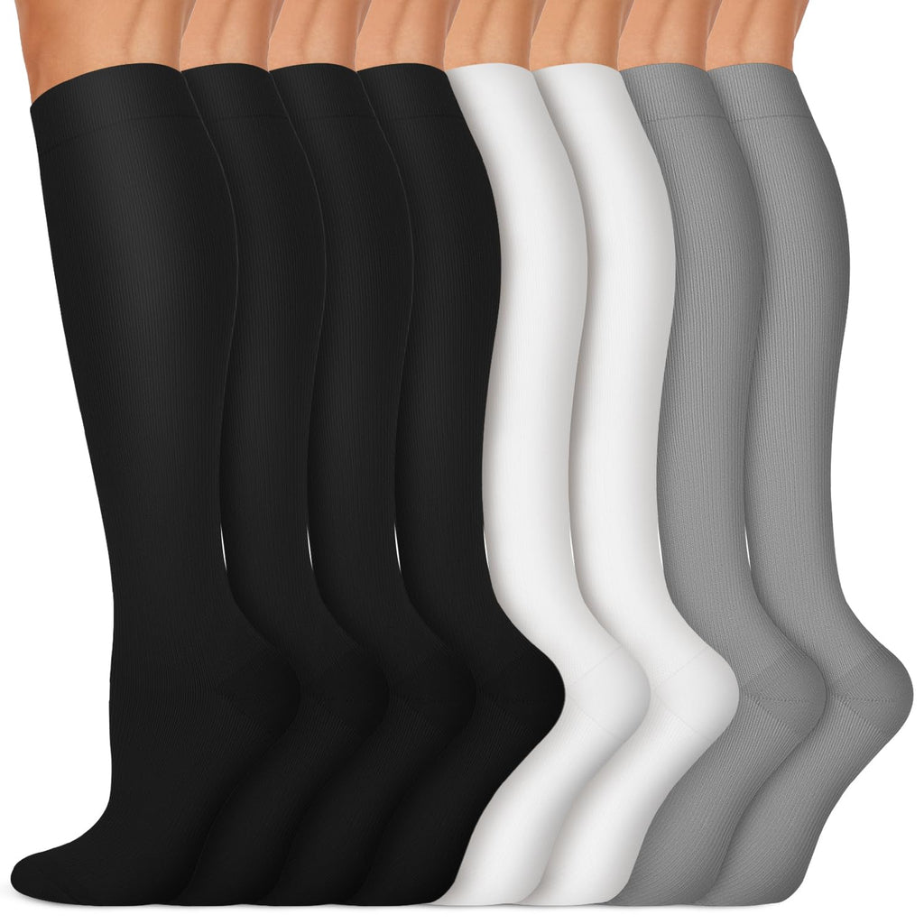 Copper Compression Socks 15-20 mmHg for Men & Women 8 Pairs – Circulation Support for Nurses, Travel, Running, Hiking, Soccer
